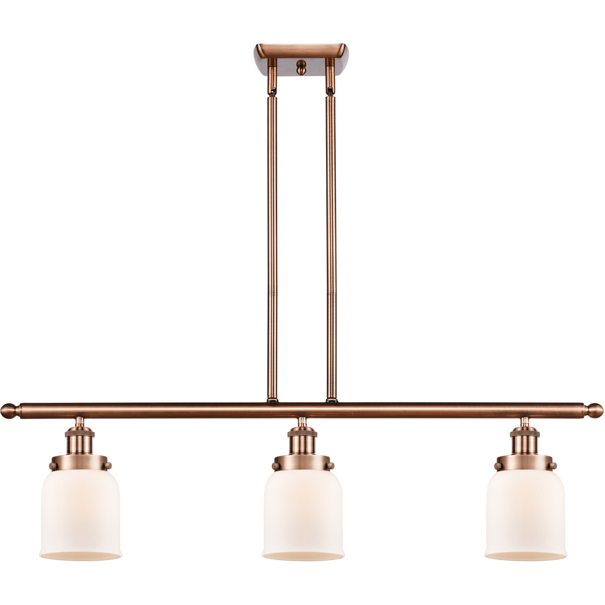 Ballston Small Bell LED 36 inch Antique Copper Island Light Ceiling Light in Matte White Glass