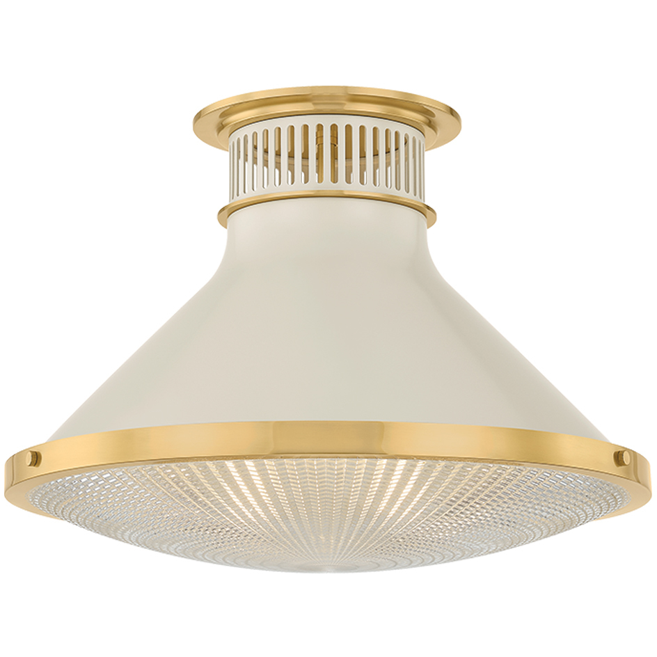 Highclere 1 Light 17.75 inch Aged Brass/Off-White Flush Mount Ceiling Light