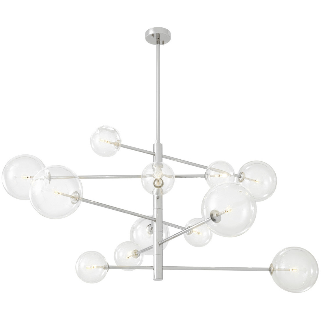 Argento 12 Light 51.18 inch Nickel and Clear Glass Chandelier Ceiling Light, Large