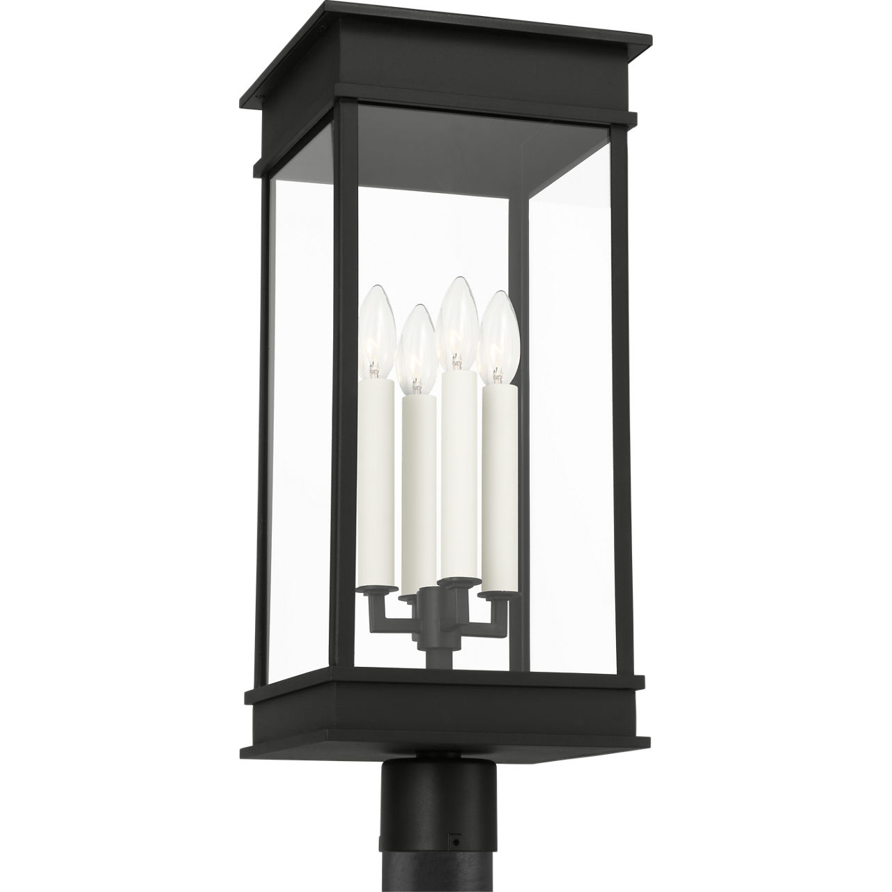 C&M by Chapman & Myers Cupertino 4 Light 22.5 inch Textured Black Outdoor Post Lantern