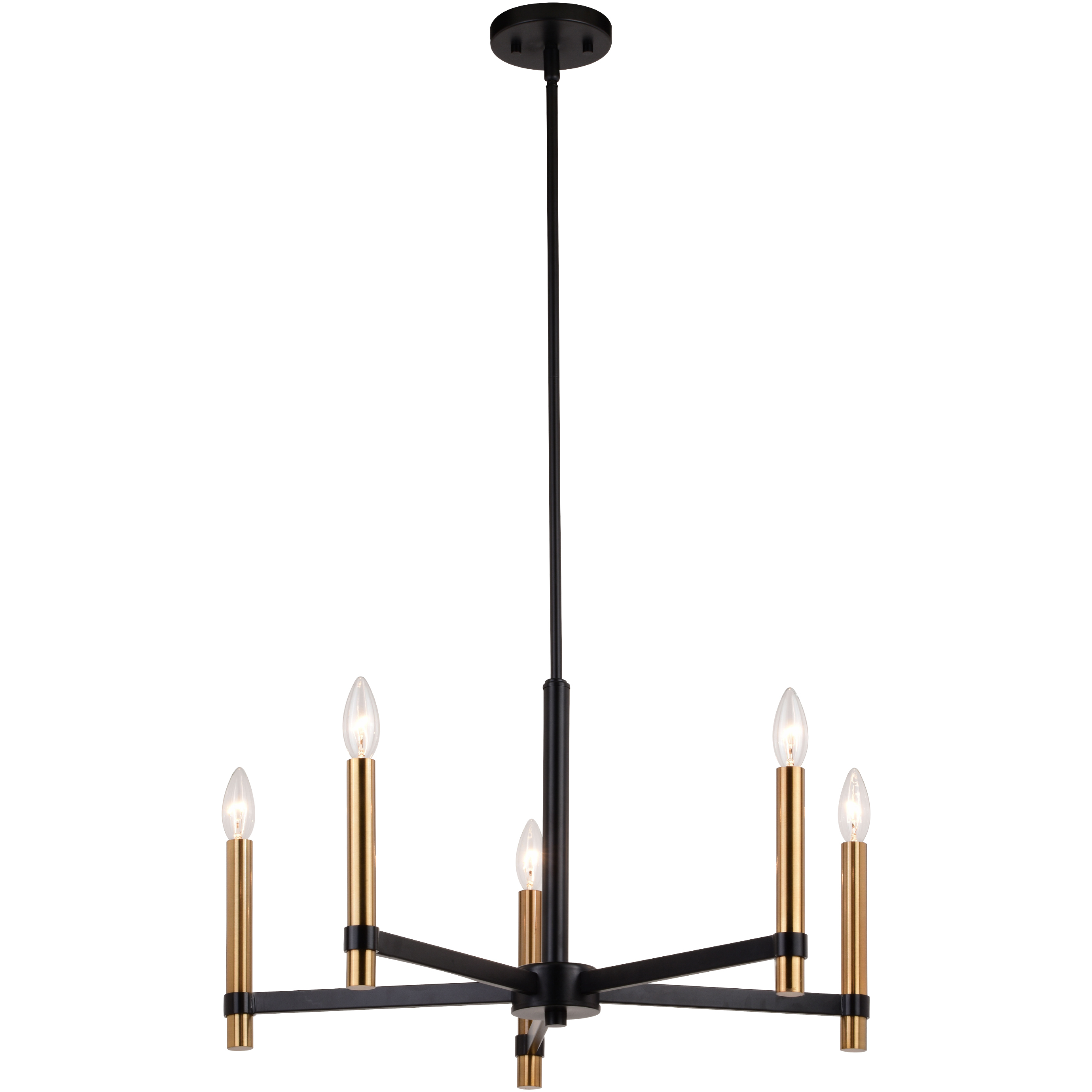 Damen LED 25 inch Matte Black and Natural Brass Chandelier Ceiling Light