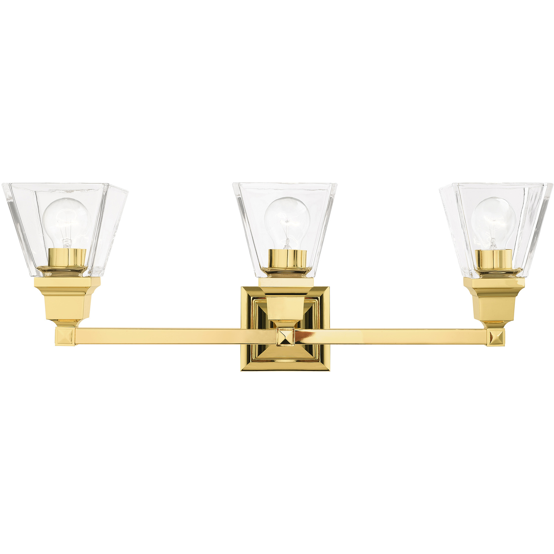 Mission 3 Light 25.25 inch Polished Brass Vanity Sconce Wall Light