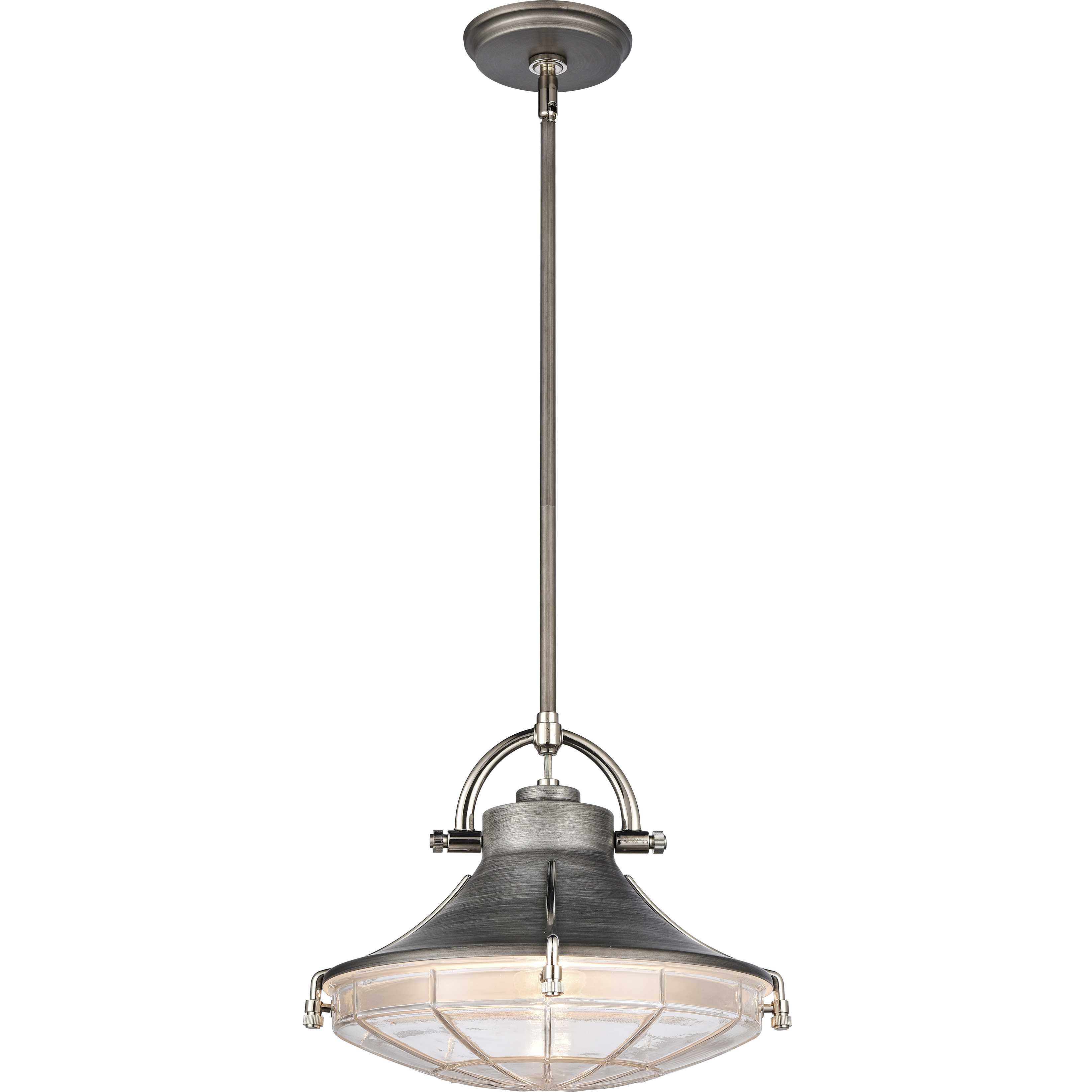 Urbanite 1 Light 13 inch Weathered Zinc with Polished Nickel Pendant Ceiling Light