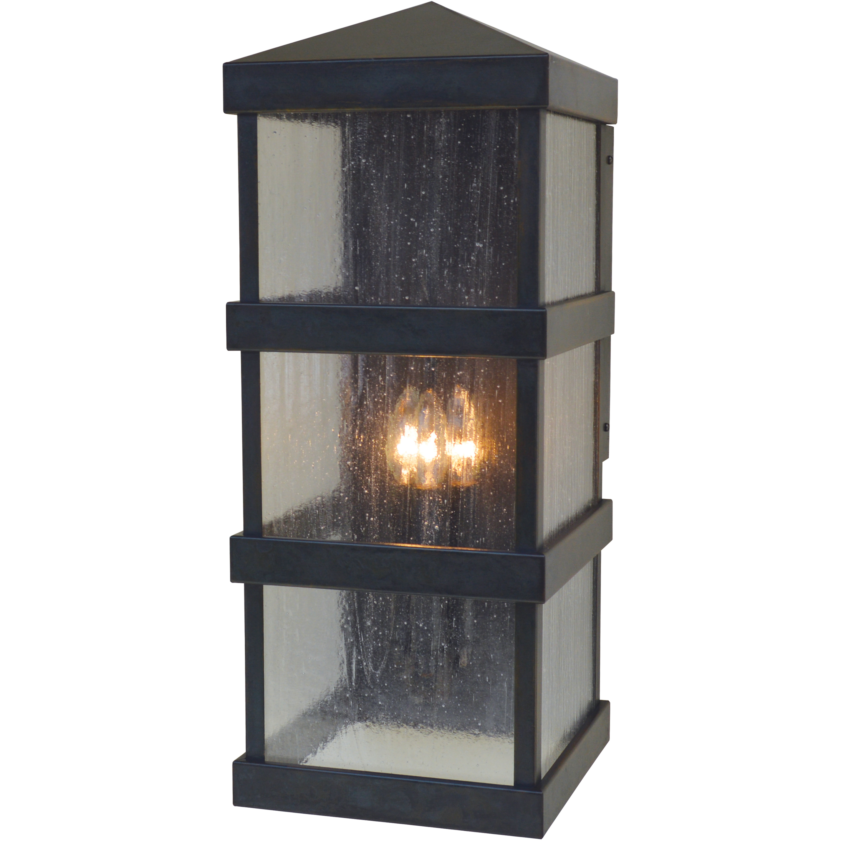 Barcelona 3 Light 24 inch Satin Black Outdoor Wall Lantern in Dew Drop