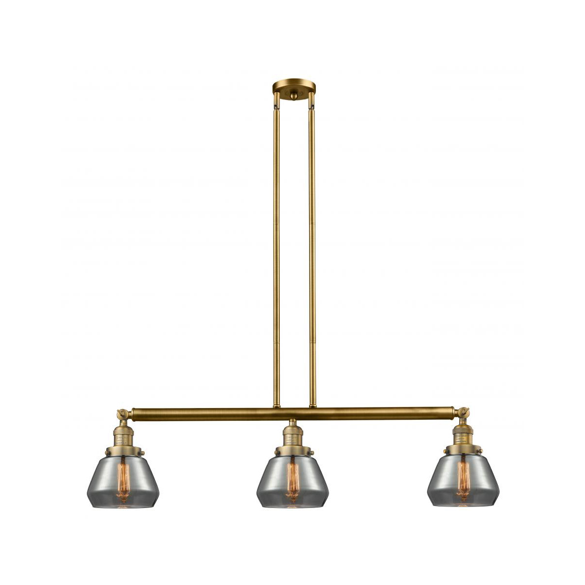 Franklin Restoration Fulton LED 39 inch Brushed Brass Island Light Ceiling Light in Plated Smoke Glass, Franklin Restoration