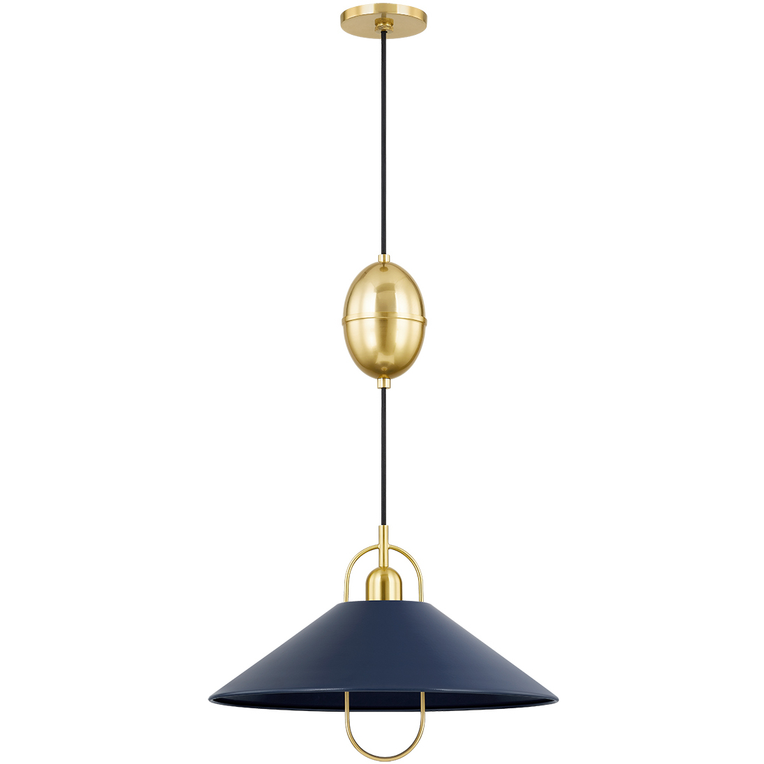 Mariel 1 Light 18 inch Aged Brass/Soft Navy Pendant Ceiling Light in Aged Brass and Soft Navy