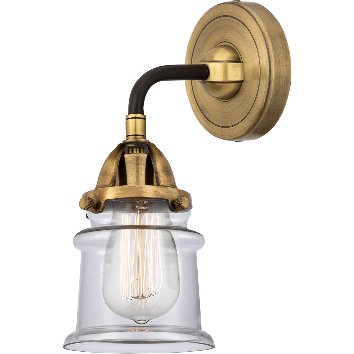 Nouveau 2 Small Canton 1 Light 5.25 inch Black Antique Brass Sconce Wall Light in Clear Glass