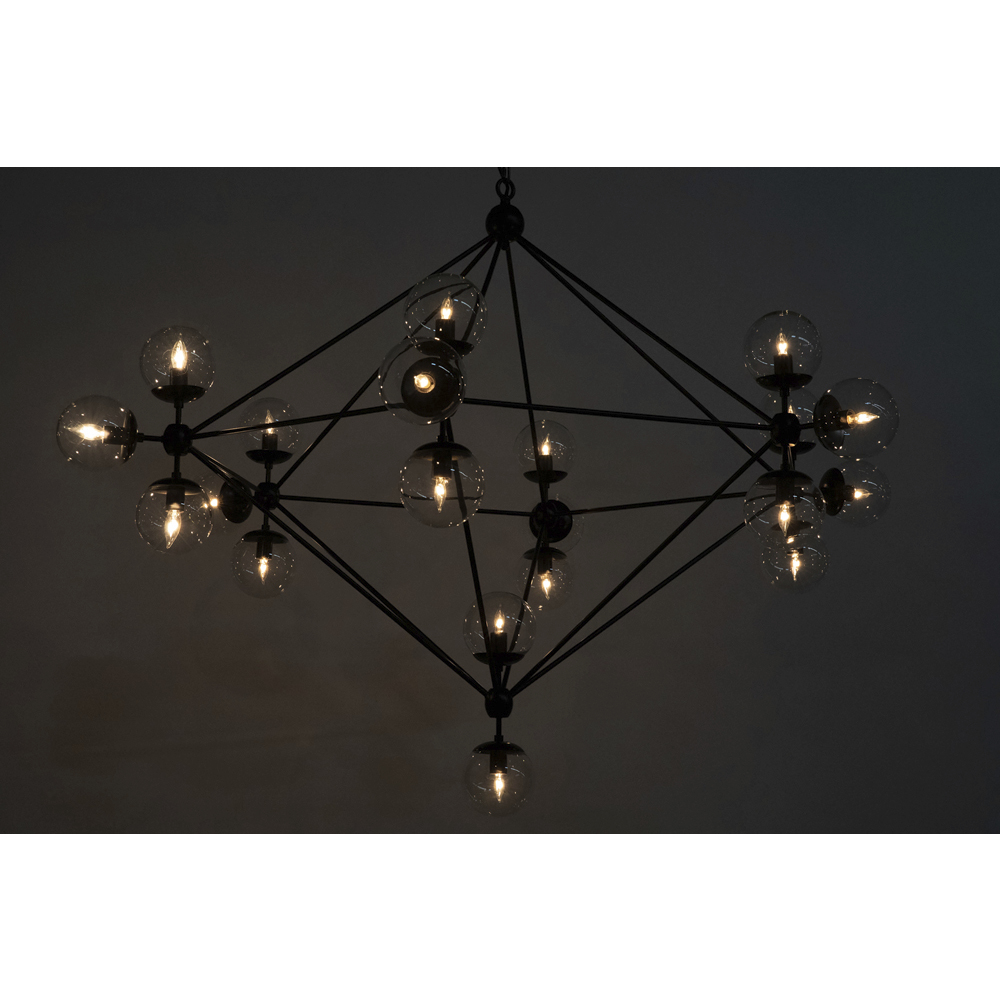 Pluto 20 Light 63 inch Matte Black Chandelier Ceiling Light, Large
