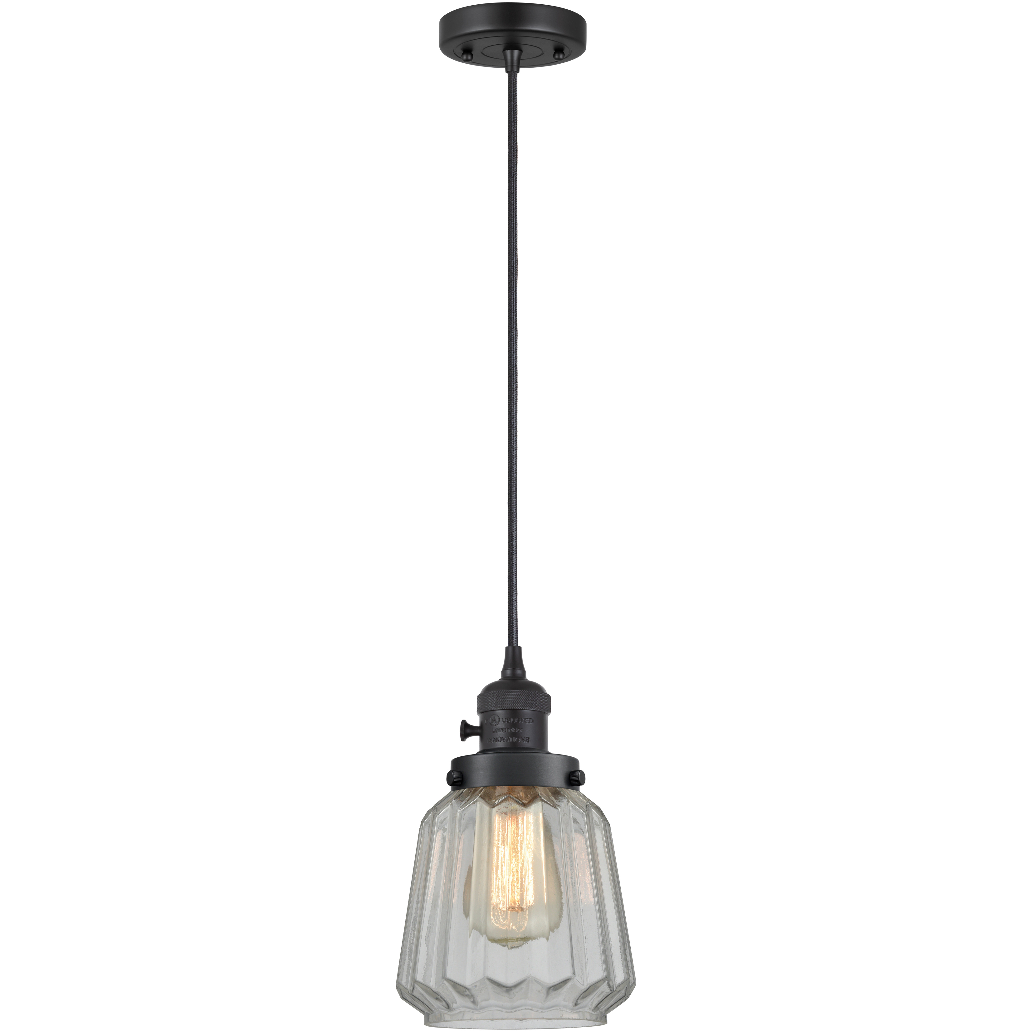 Franklin Restoration Chatham 1 Light 6 inch Matte Black Mini Pendant Ceiling Light in Incandescent, Clear