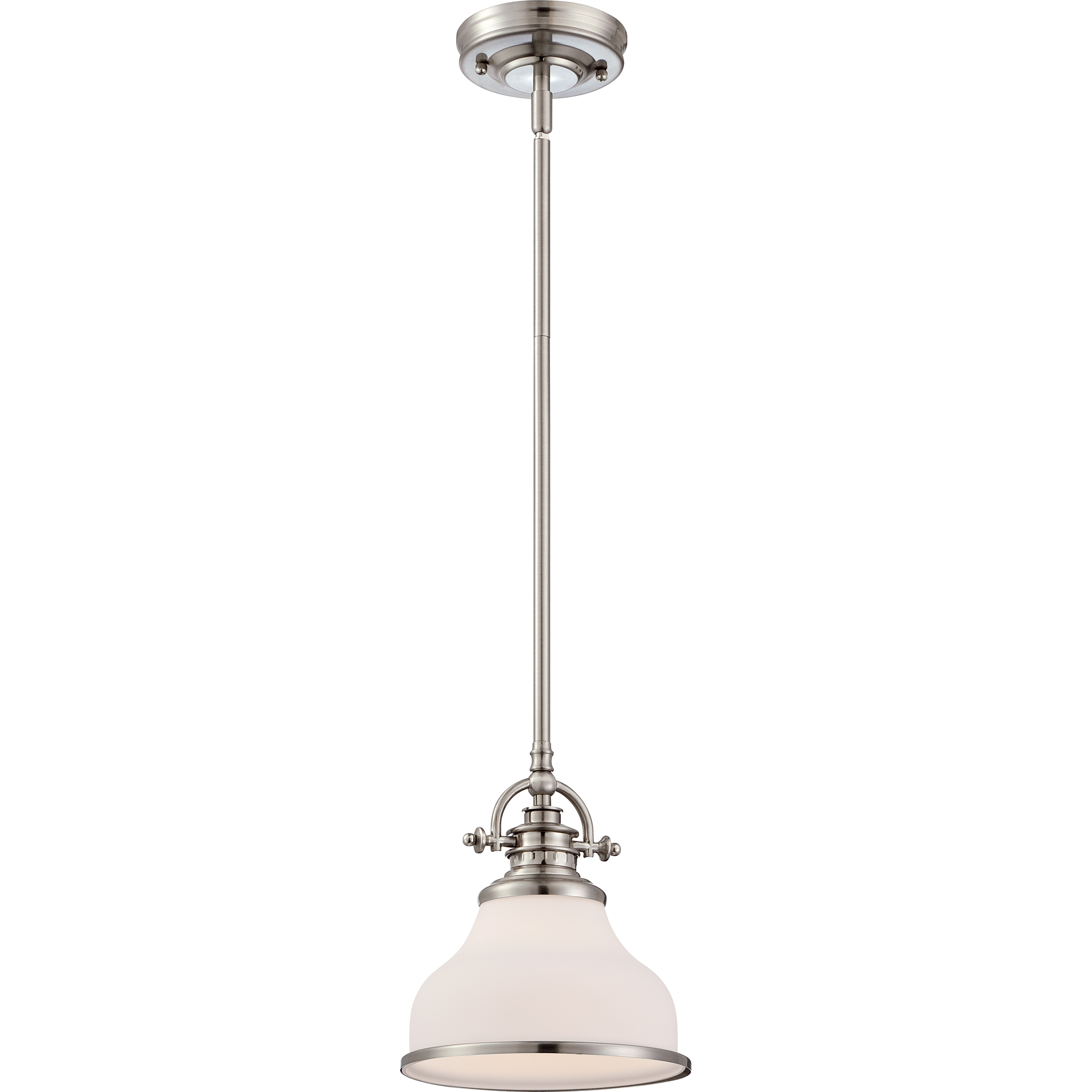 Grant 1 Light 8 inch Brushed Nickel Mini Pendant Ceiling Light in Opal Etched Glass