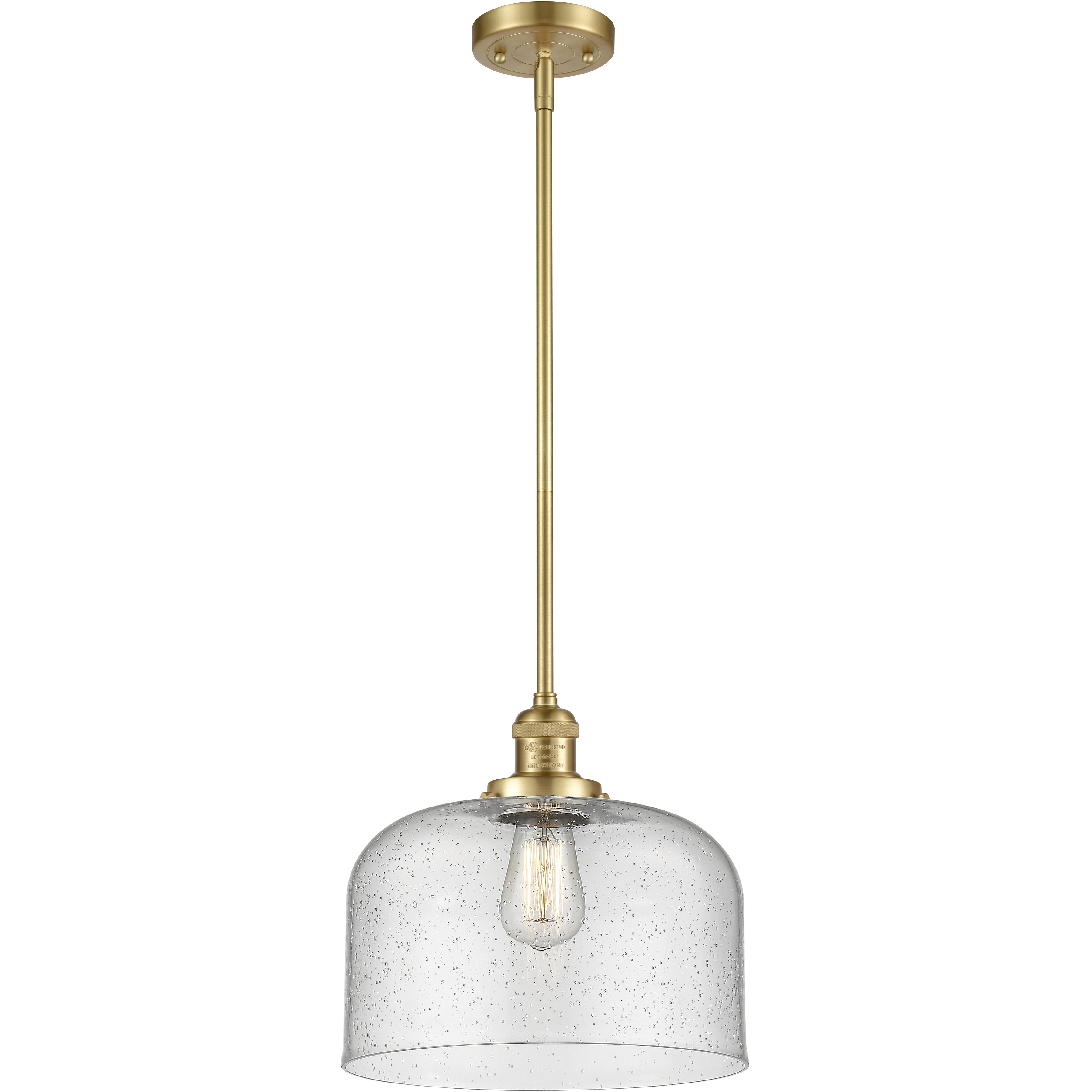 Franklin Restoration Bell 1 Light 12 inch Satin Gold Mini Pendant Ceiling Light in Incandescent, Seedy, Franklin Restoration