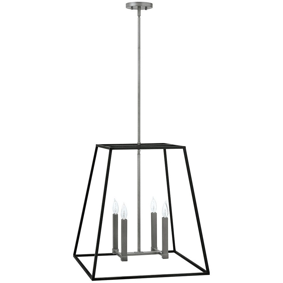 Fulton 4 Light 22 inch Aged Zinc with Antique Nickel Indoor Foyer Light Ceiling Light