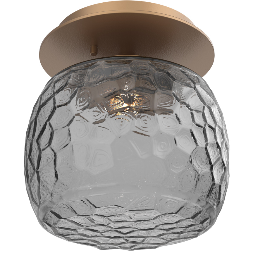 Vessel LED Novel Brass Sconce/Flush Mount Ceiling Light in 2700K LED, Smoke Blown Glass