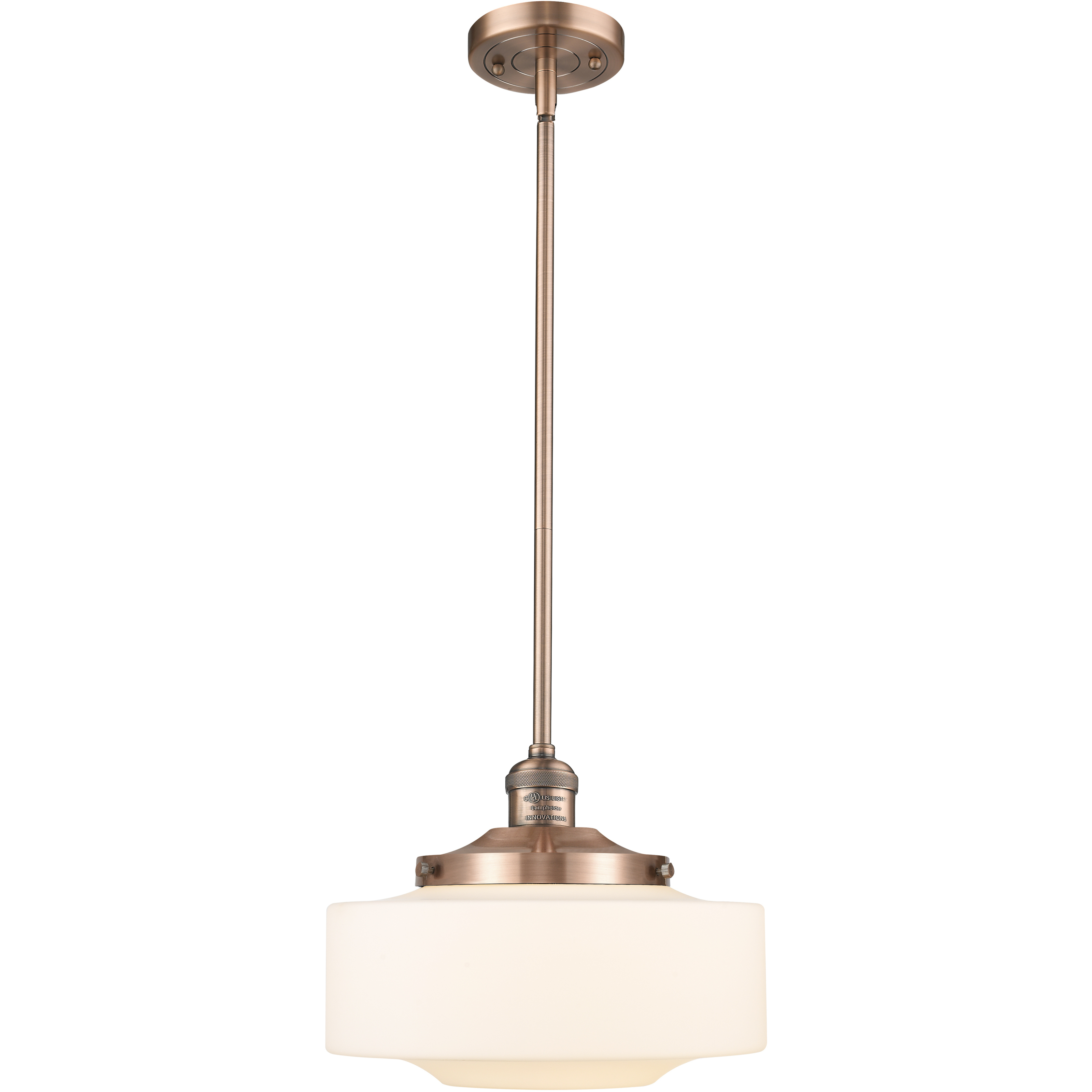 Franklin Restoration Bridgeton LED 12 inch Antique Copper Mini Pendant Ceiling Light in Matte White