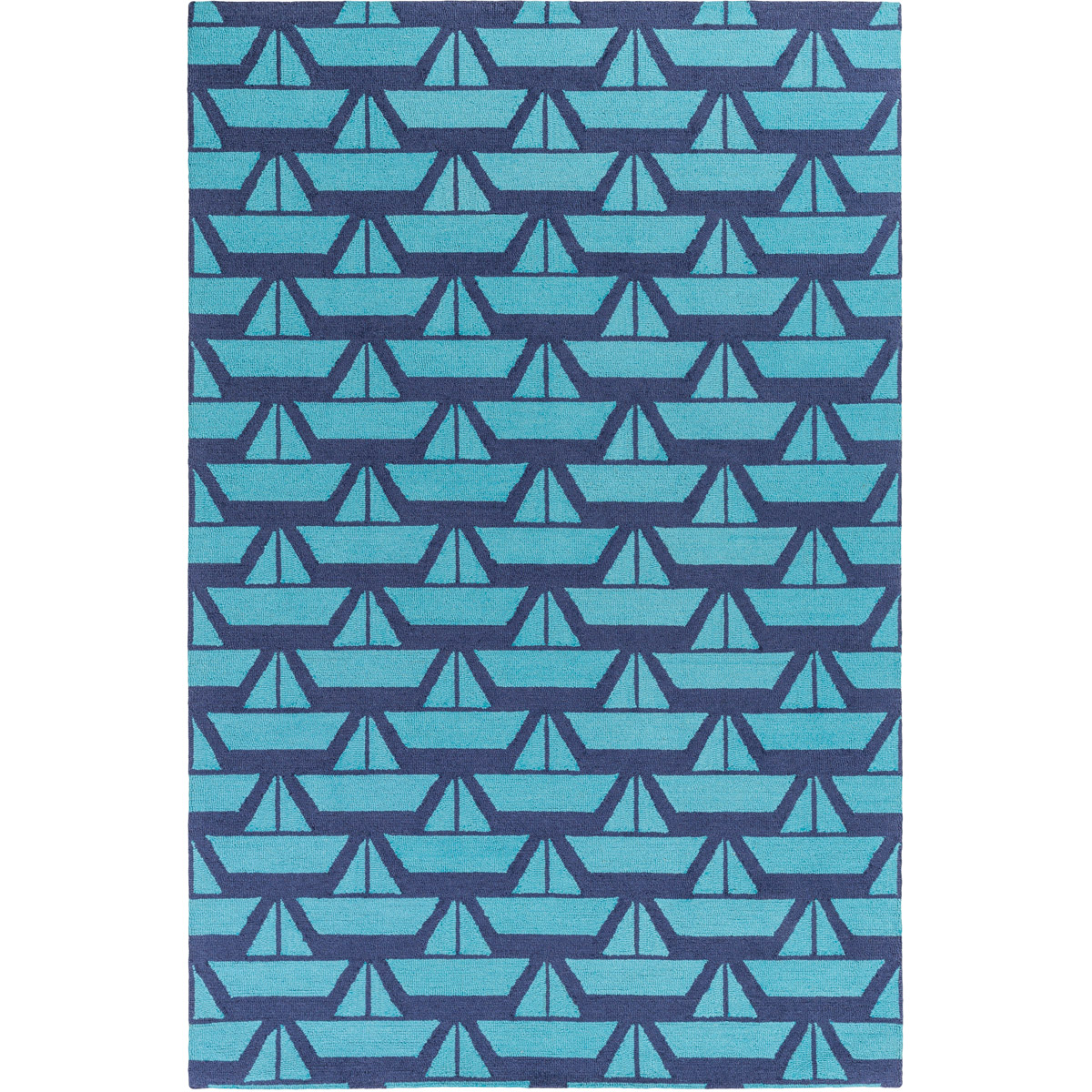 Tic Tac Toe 90 X 60 inch Blue and Blue Area Rug, Wool