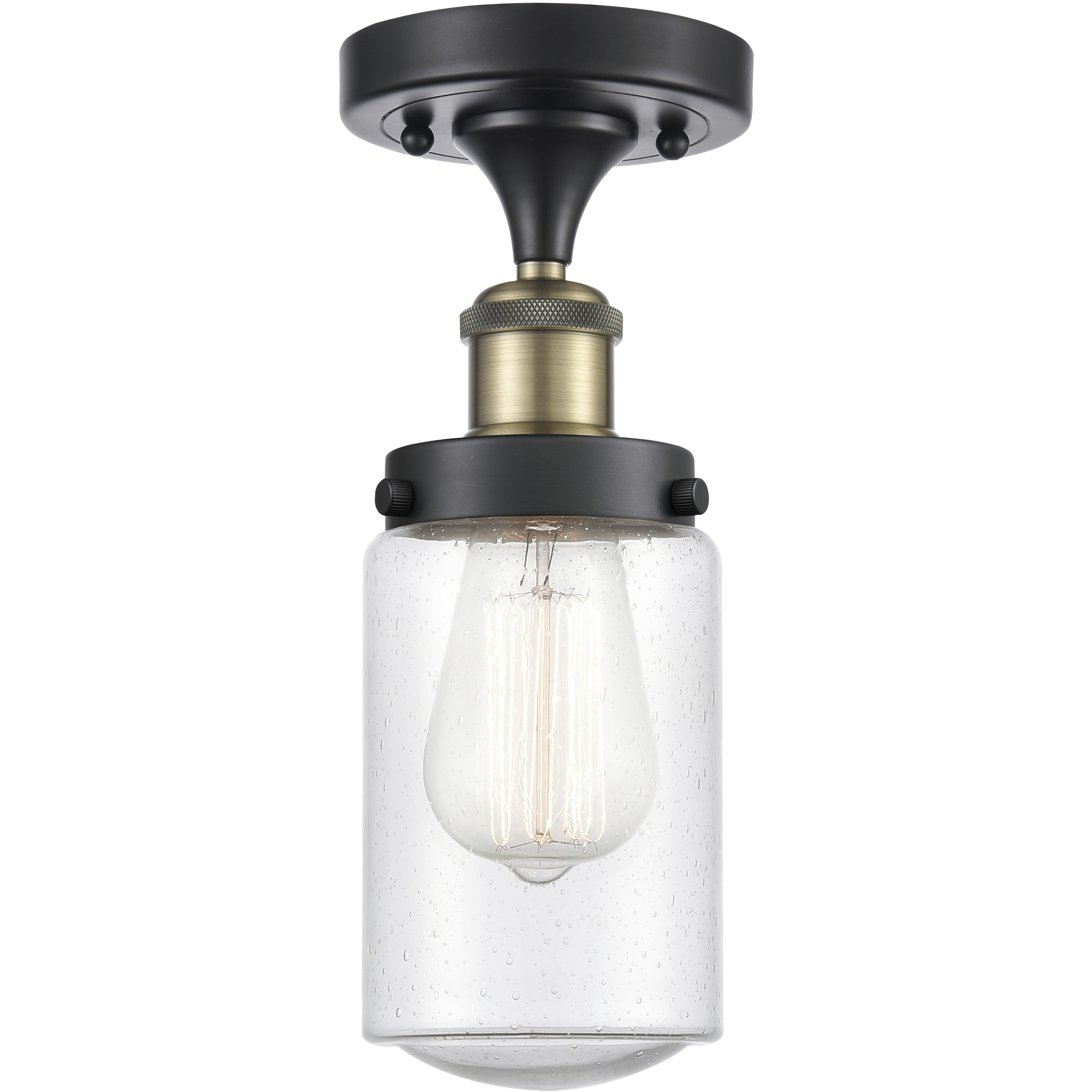 Dover 1 Light 6.5 inch Black Antique Brass Semi-Flush Mount Ceiling Light