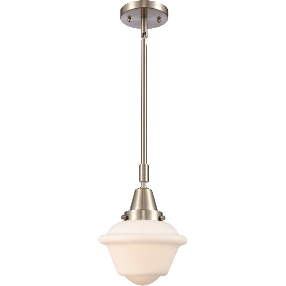 Franklin Restoration Small Oxford 1 Light 8 inch Brushed Satin Nickel Mini Pendant Ceiling Light in Matte White Glass