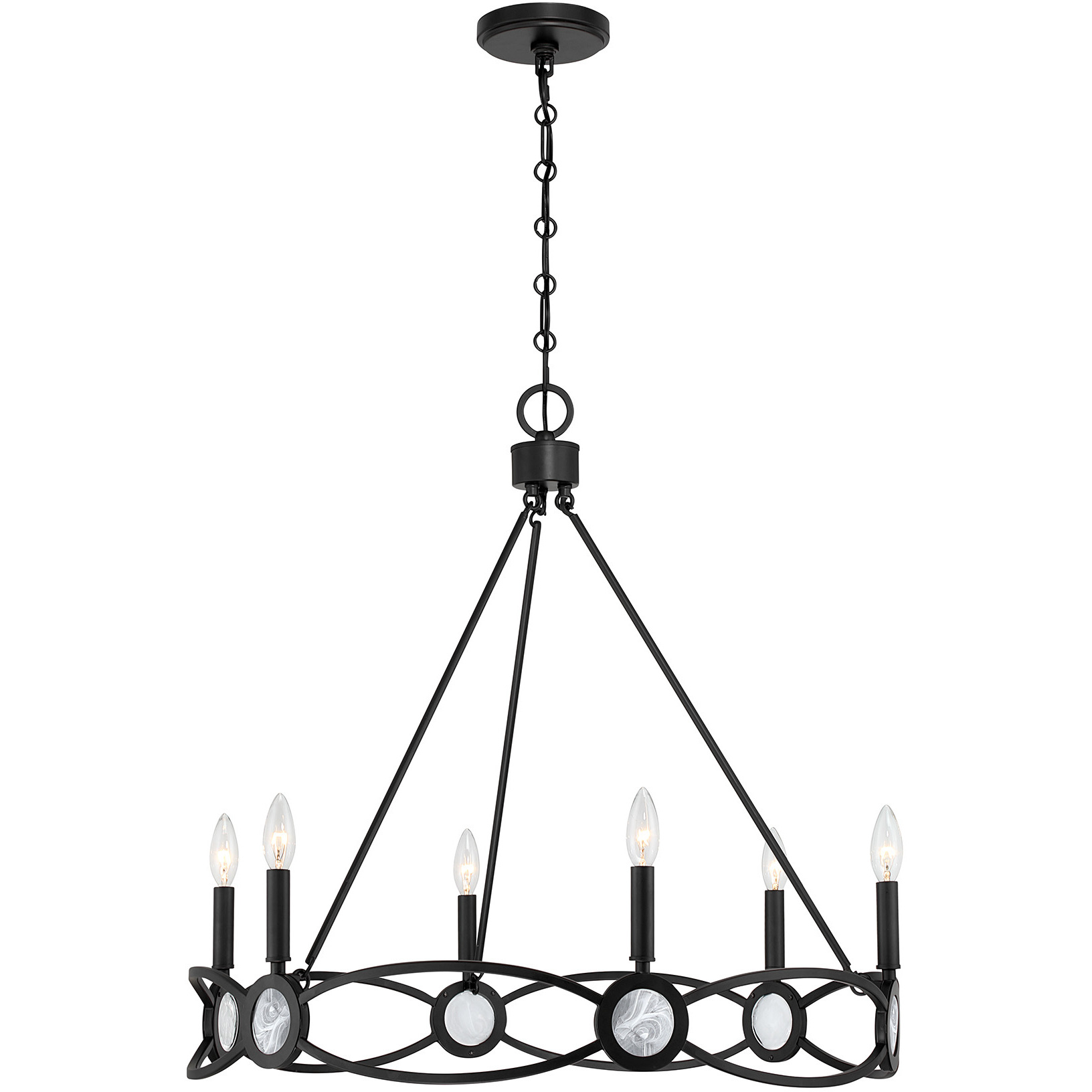 Minette 6 Light 28 inch Matte Black Chandelier Ceiling Light