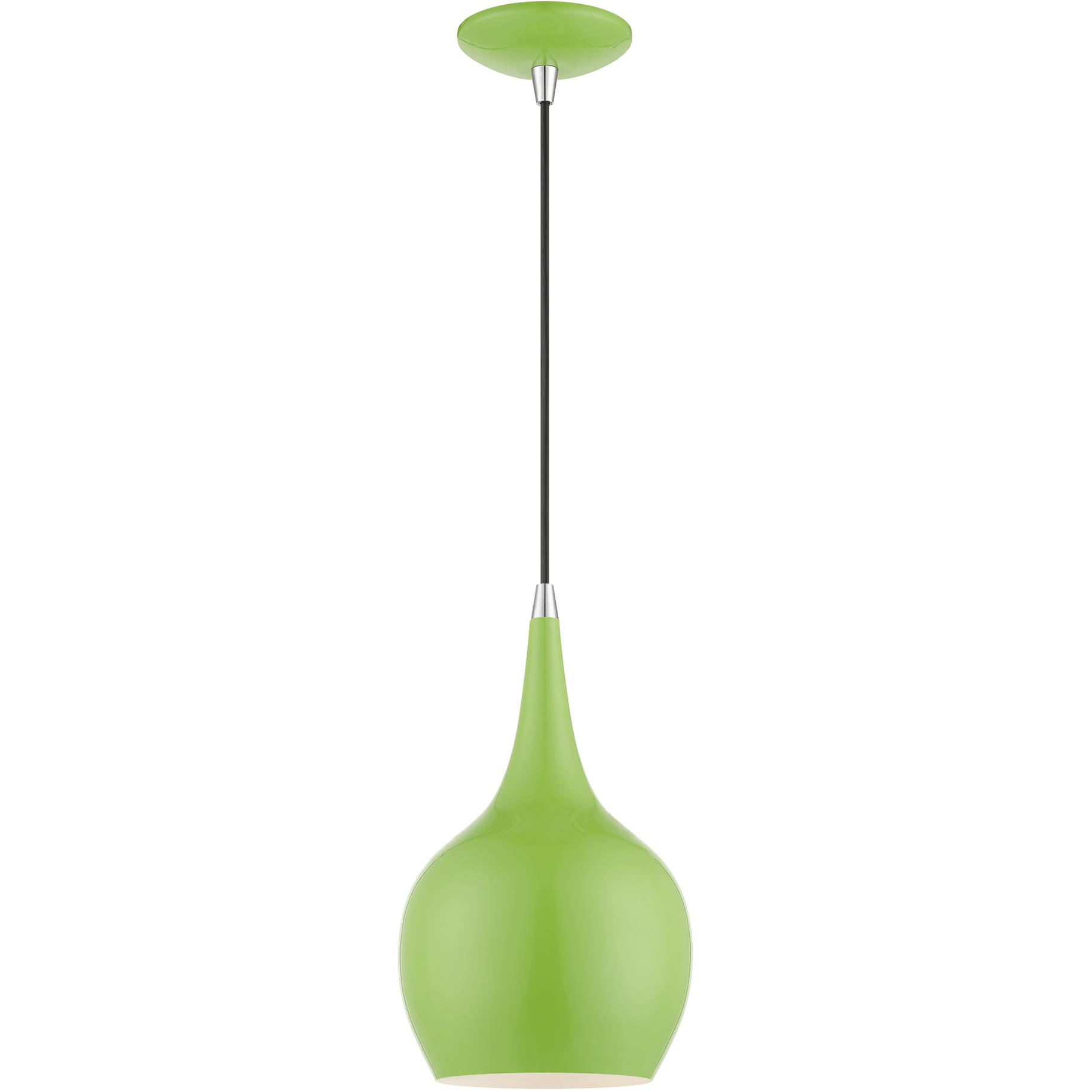 Andes 1 Light 7.75 inch Shiny Apple Green with Polished Chrome Accents Mini Pendant Ceiling Light