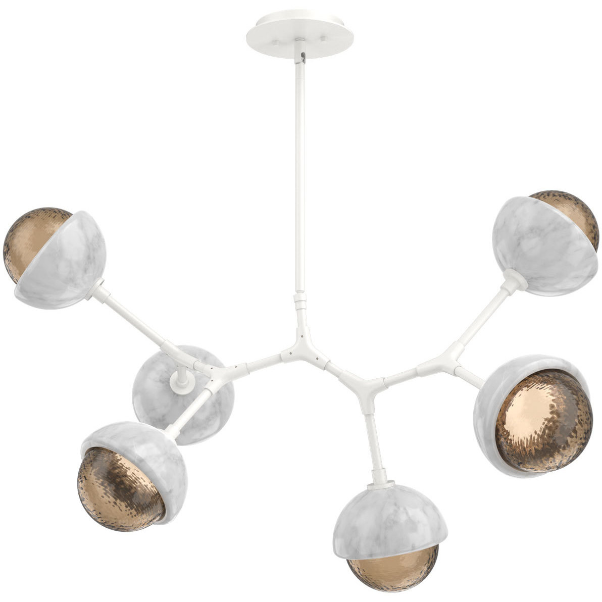 Cabochon LED 30.9 inch Salt White with White Marble Pendant Ceiling Light in 3000K LED, Bronze, Modern Branch
