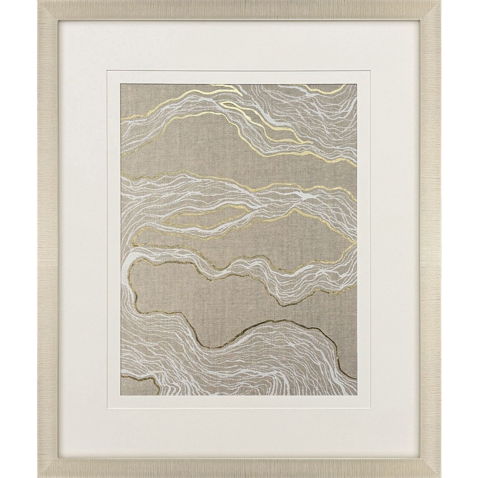 Finespun White and Metallic Framed Art