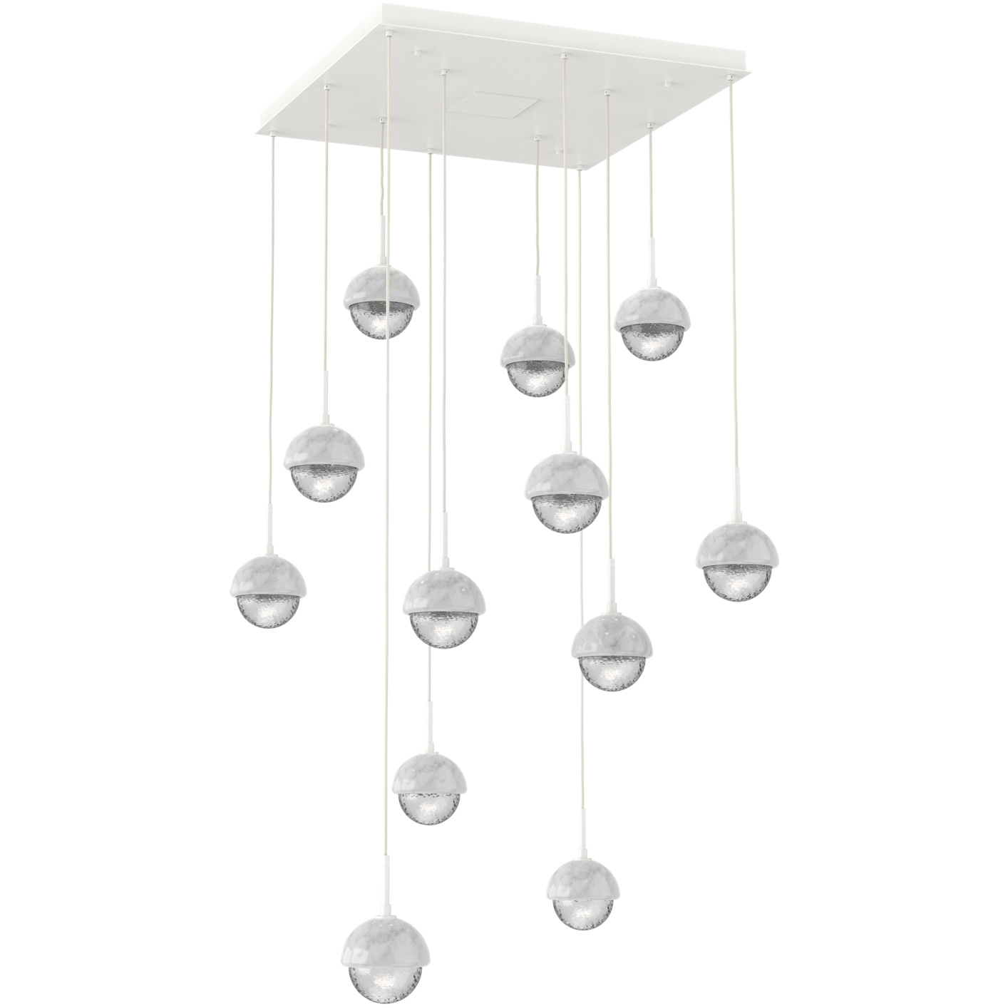 Cabochon LED 33.9 inch Salt White with White Marble Multi-Pendant Ceiling Light in 3000K LED, Clear