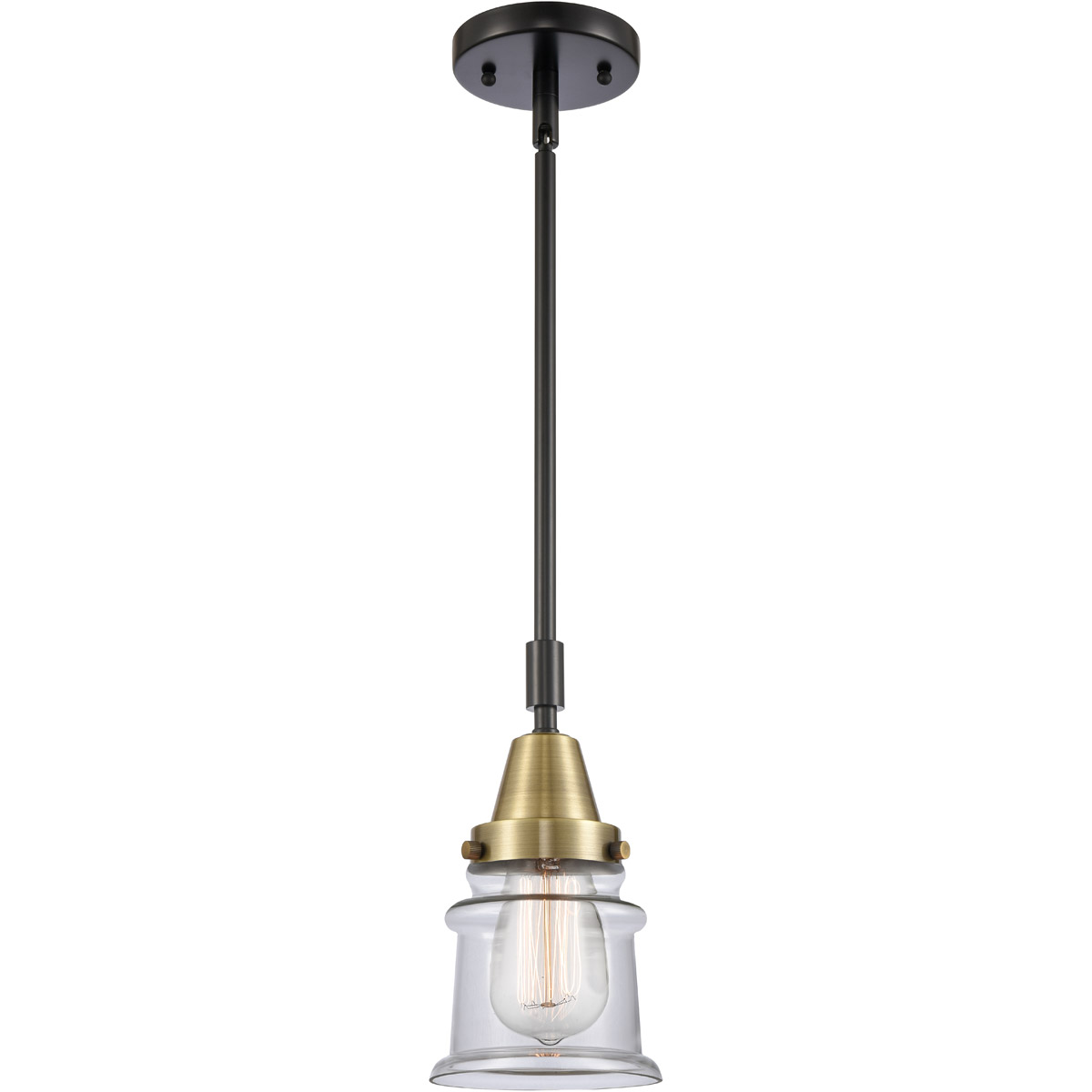 Franklin Restoration Small Canton LED 6.5 inch Black Antique Brass Mini Pendant Ceiling Light in Clear Glass