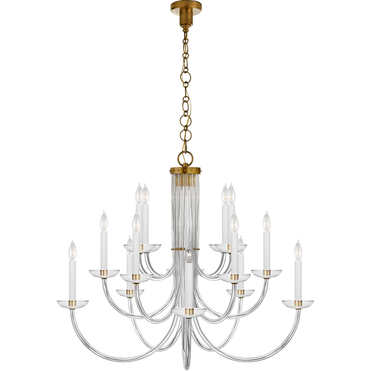 AERIN Wharton 15 Light 37.75 inch Hand-Rubbed Antique Brass Chandelier Ceiling Light