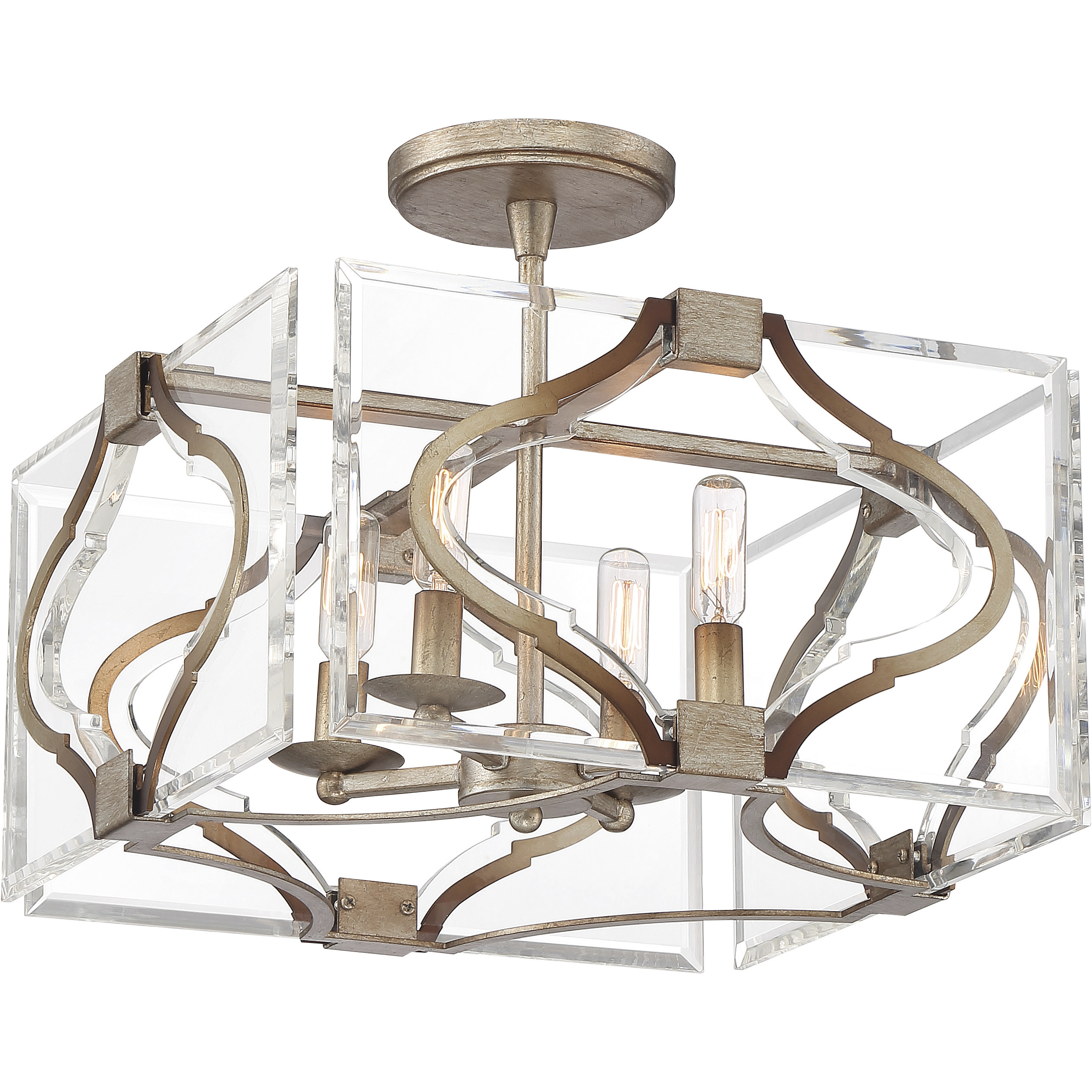 Brenton Cove 4 Light 16.25 inch Gold Mist Gold Leaf Convertible Pendant Semi Flush Ceiling Light, Convertible
