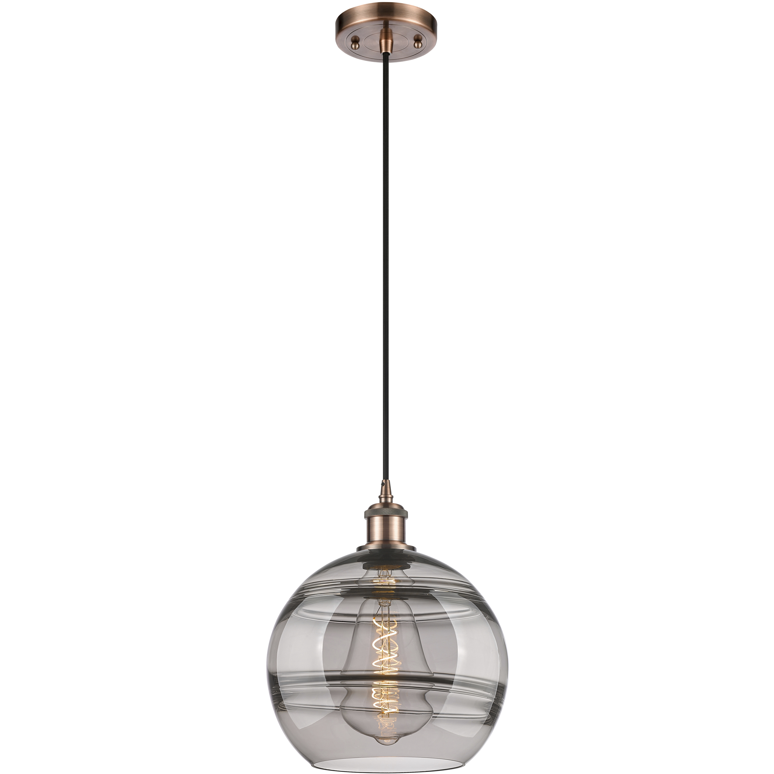 Ballston Rochester 1 Light 10 inch Antique Copper Cord Hung Mini Pendant Ceiling Light