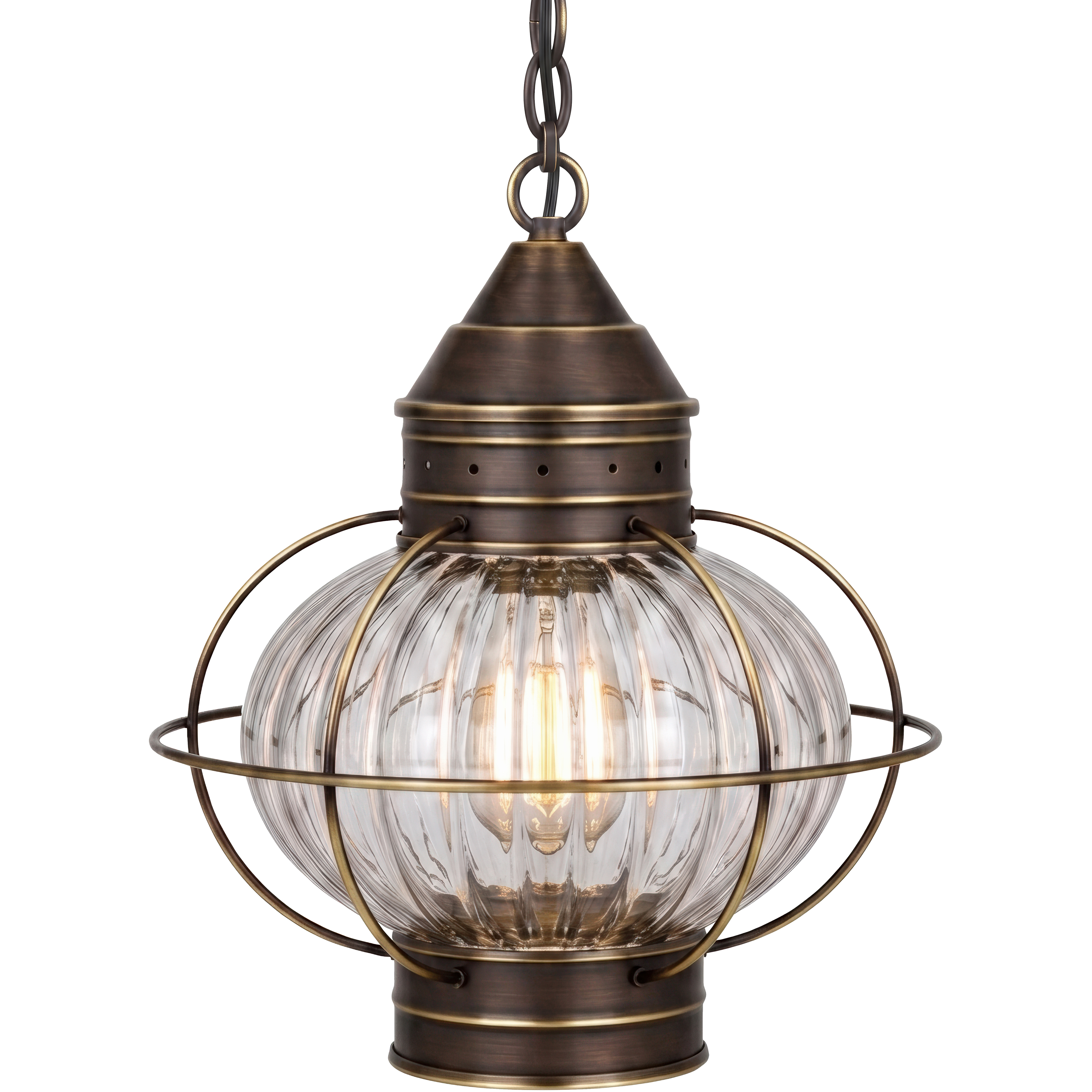 Ellington 1 Light 9 inch Bronze Outdoor Pendant in Optic Glass, Brass Traditions by Innovations Lighting