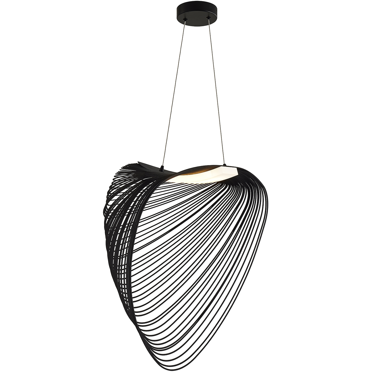 Eco Collection - Madera Family 23.75 inch Matte Black and Black Wood Pendant Ceiling Light, EVOLV