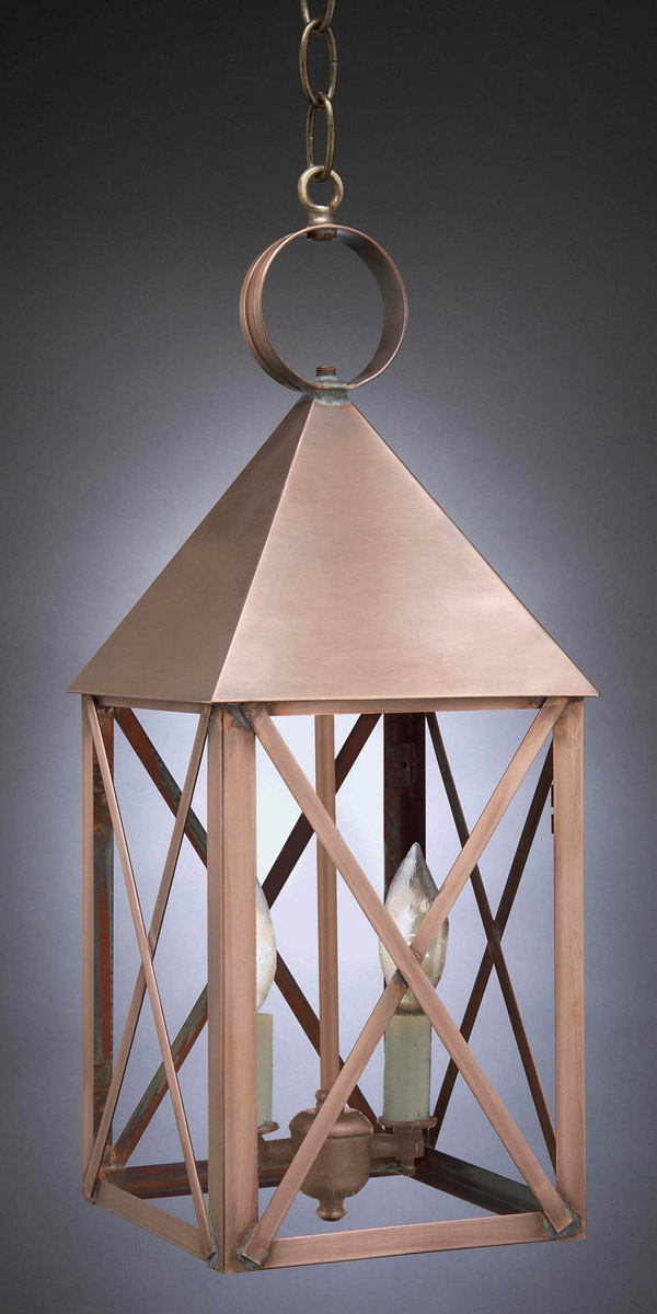 York 1 Light 7 inch Antique Copper Hanging Lantern Ceiling Light in Clear Glass, Medium