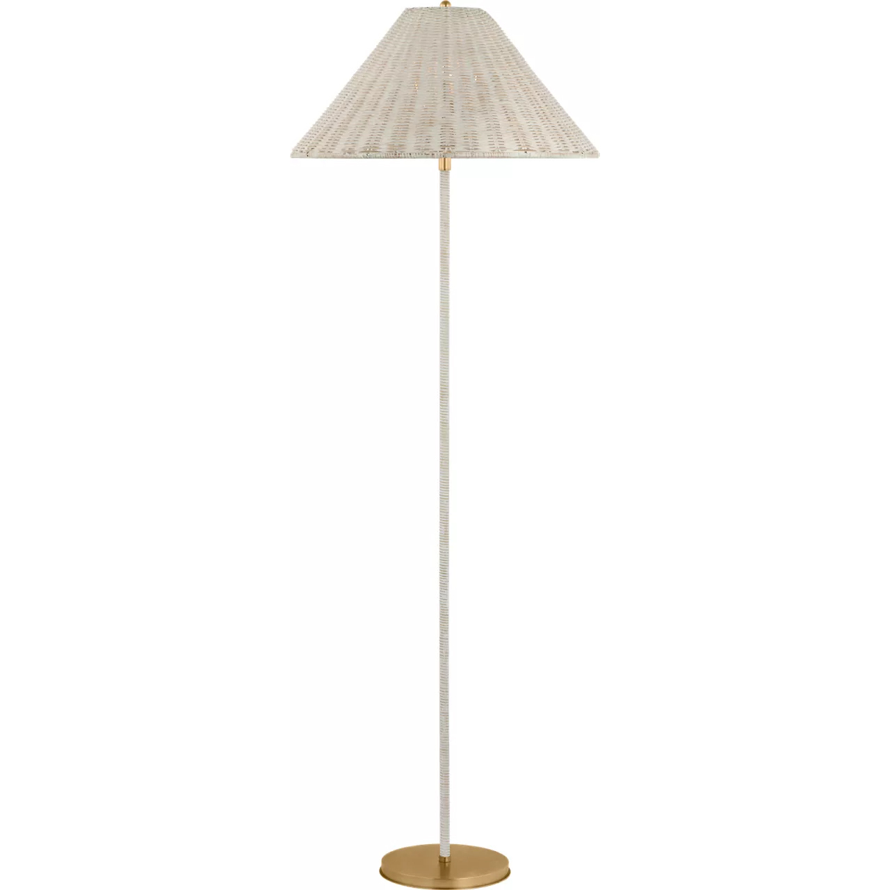 Marie Flanigan Wimberley 60 inch 15 watt Soft Brass Wrapped Floor Lamp Portable Light in White Wicker, Medium