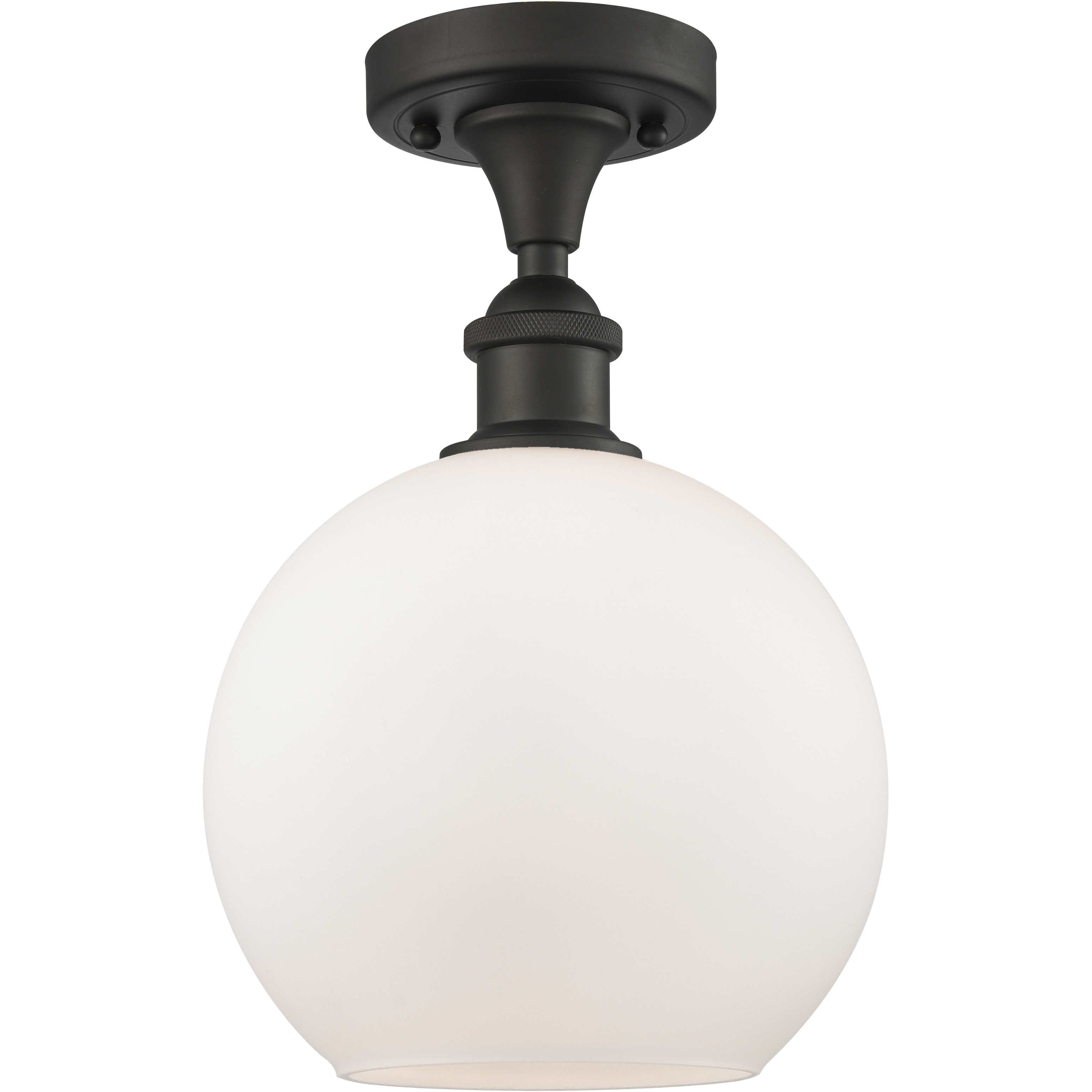 Edison Athens 1 Light 8 inch Oil Rubbed Bronze Semi-Flush Mount Ceiling Light in Matte White Glass
