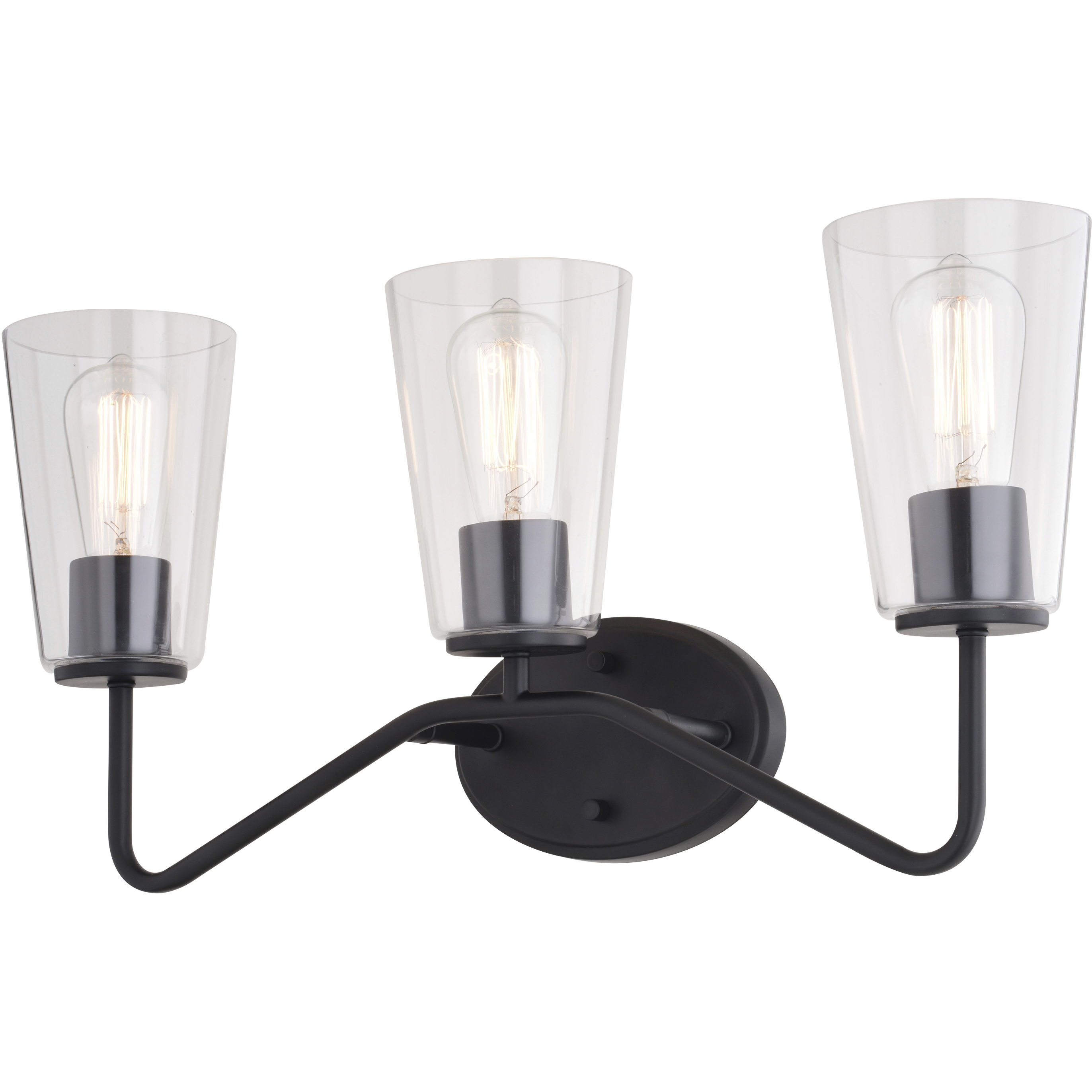 Beverly LED 22 inch Matte Black Bathroom Light Wall Light in 3