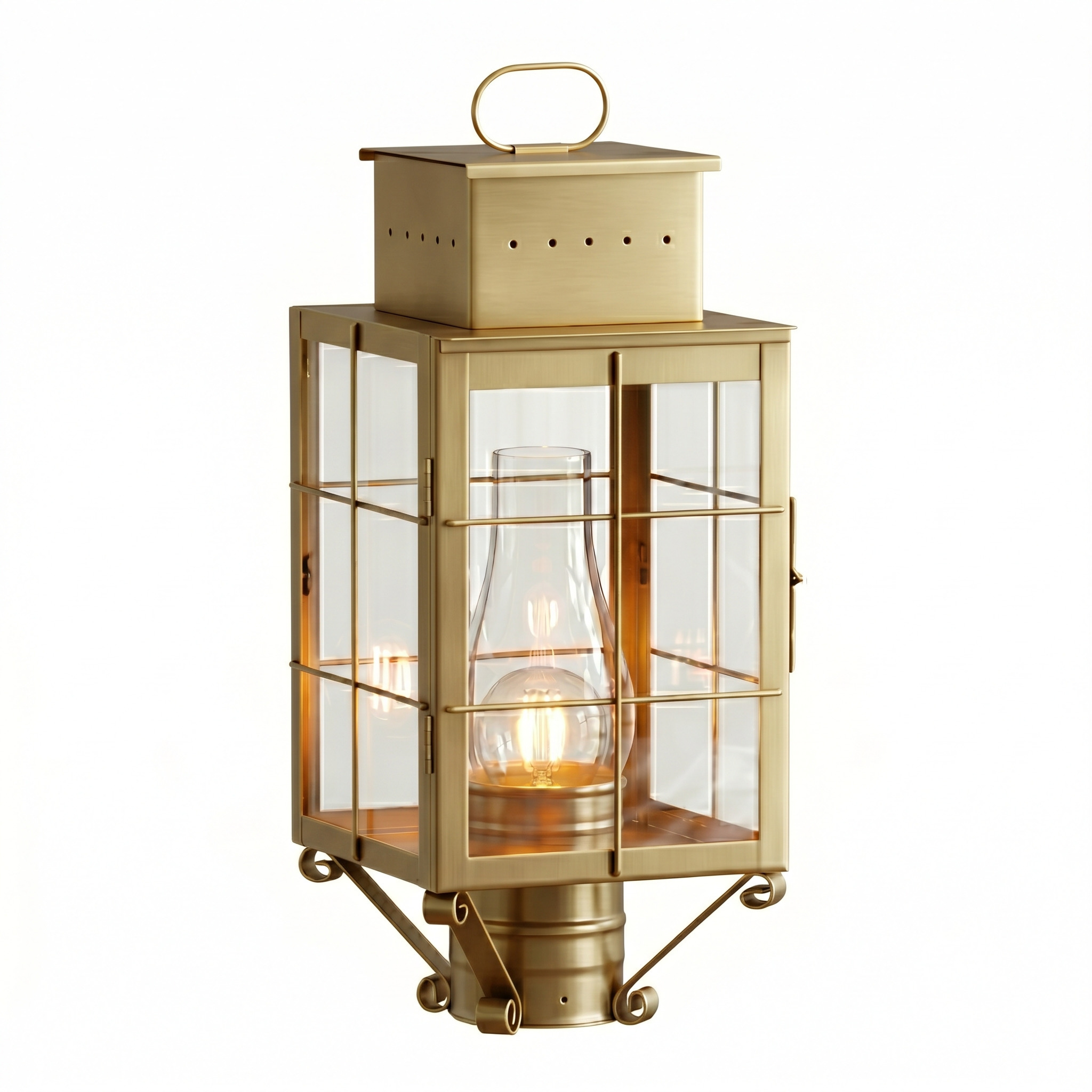 Norfield 1 Light 17.75 inch Antique Brass Post Lantern in Clear Glass, Brass Traditions by Innovations Lighting