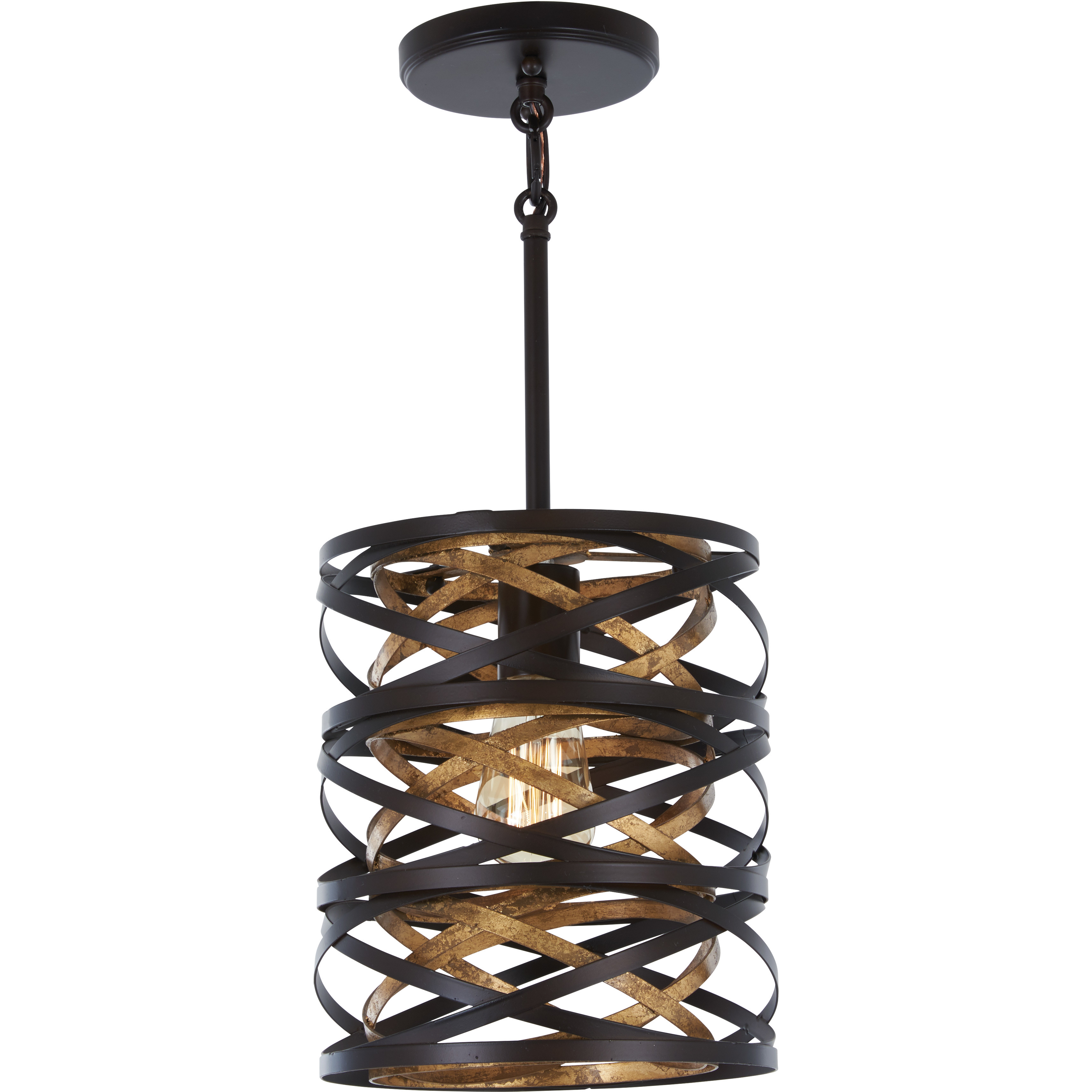 Vortic Flow 1 Light 8.5 inch Dark Bronze/Mosaic Gold Mini Pendant Ceiling Light