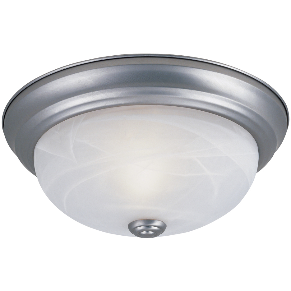 Decorative 3 Light 15 inch Pewter Flushmount Ceiling Light in White Alabaster, Large