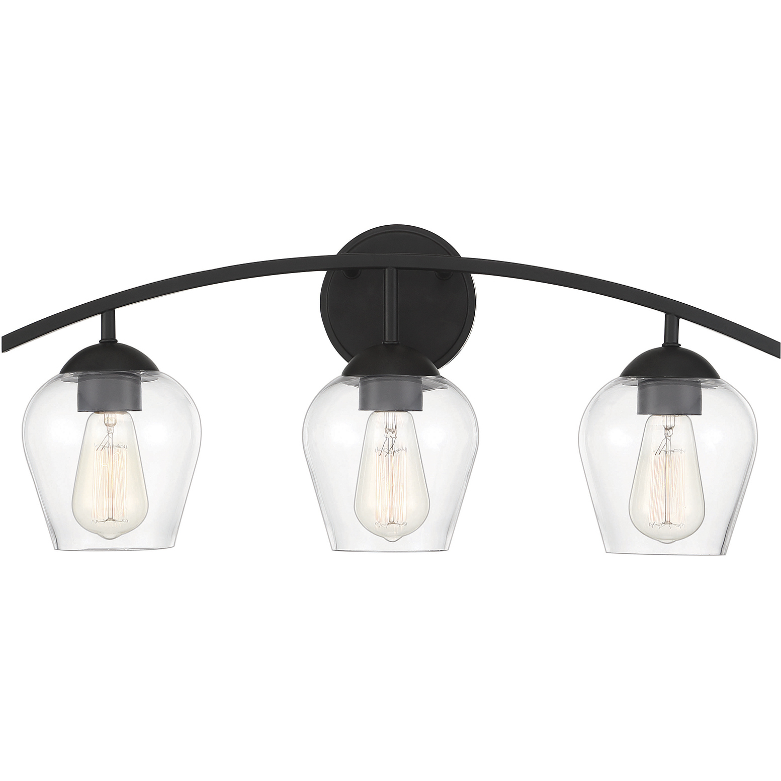 Transitional 3 Light 24 inch Matte Black Bathroom Vanity Light Wall Light