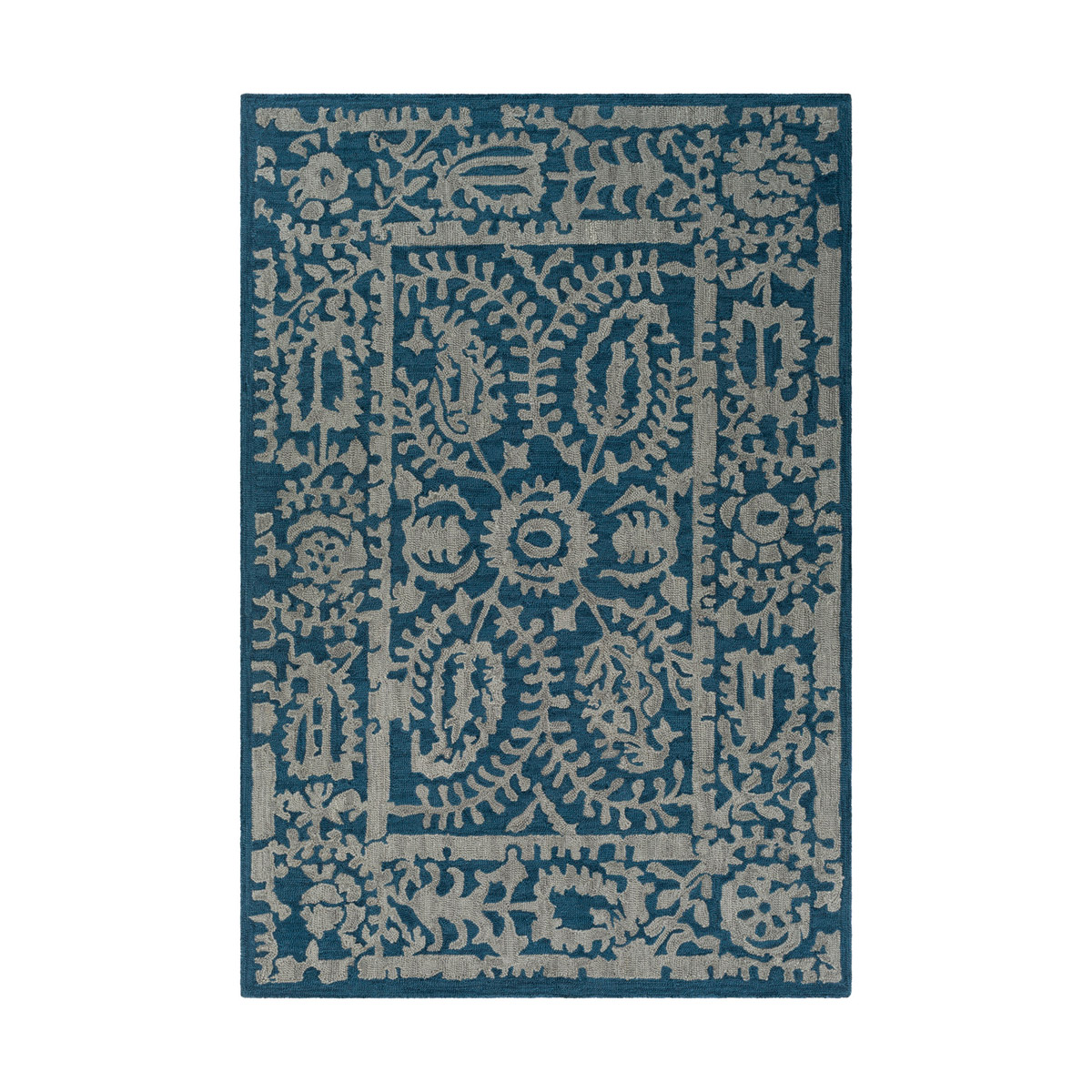 Armelle 90 X 60 inch Blue and Gray Area Rug, Wool