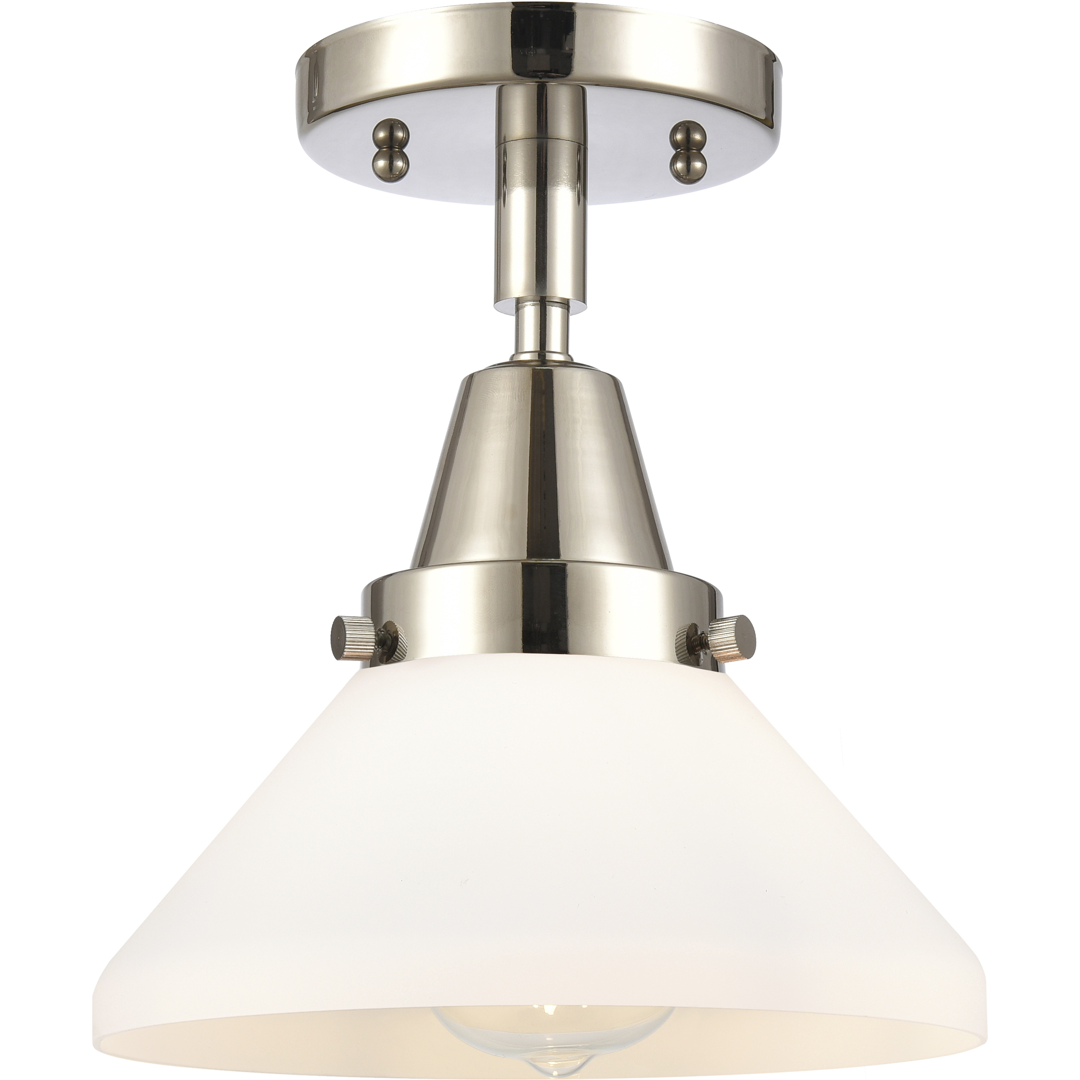 Franklin Restoration Caden 1 Light 8 inch Polished Nickel Flush Mount Ceiling Light in Matte White Glass