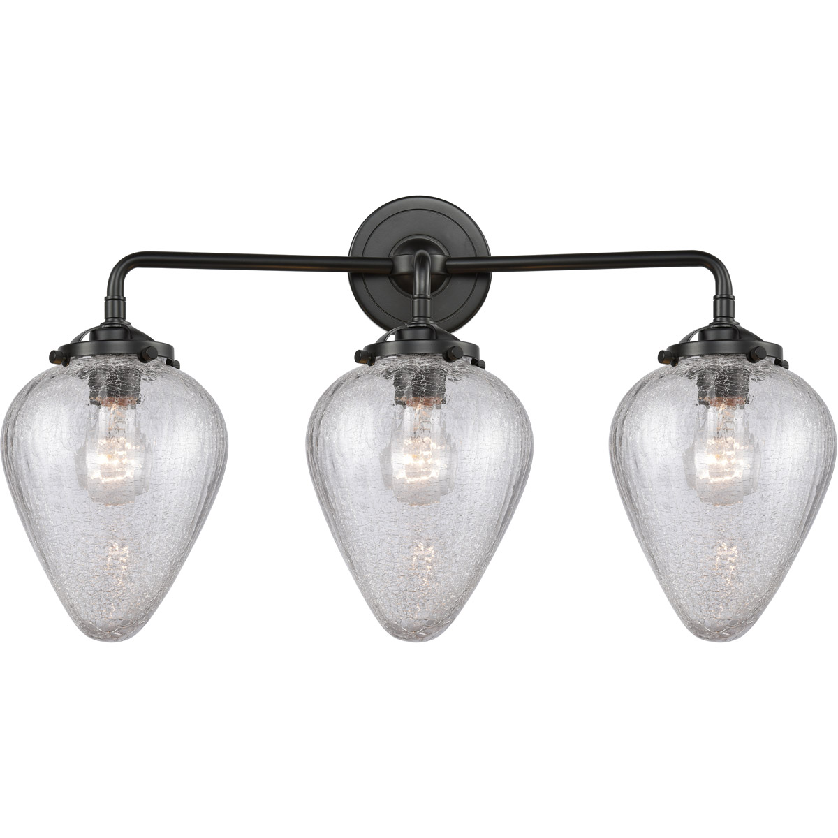 Nouveau Geneseo 3 Light 25 inch Black Antique Brass Bath Vanity Light Wall Light, Nouveau