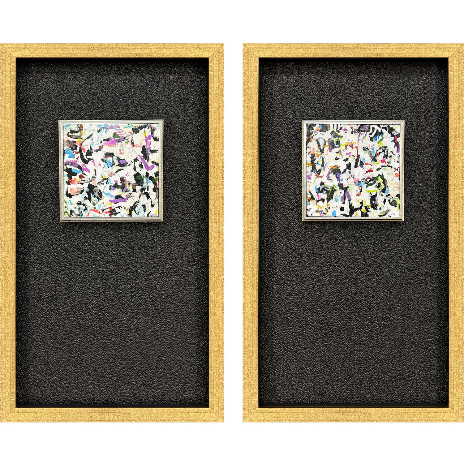 Kano Black and Blue and Green and Multi Framed Art