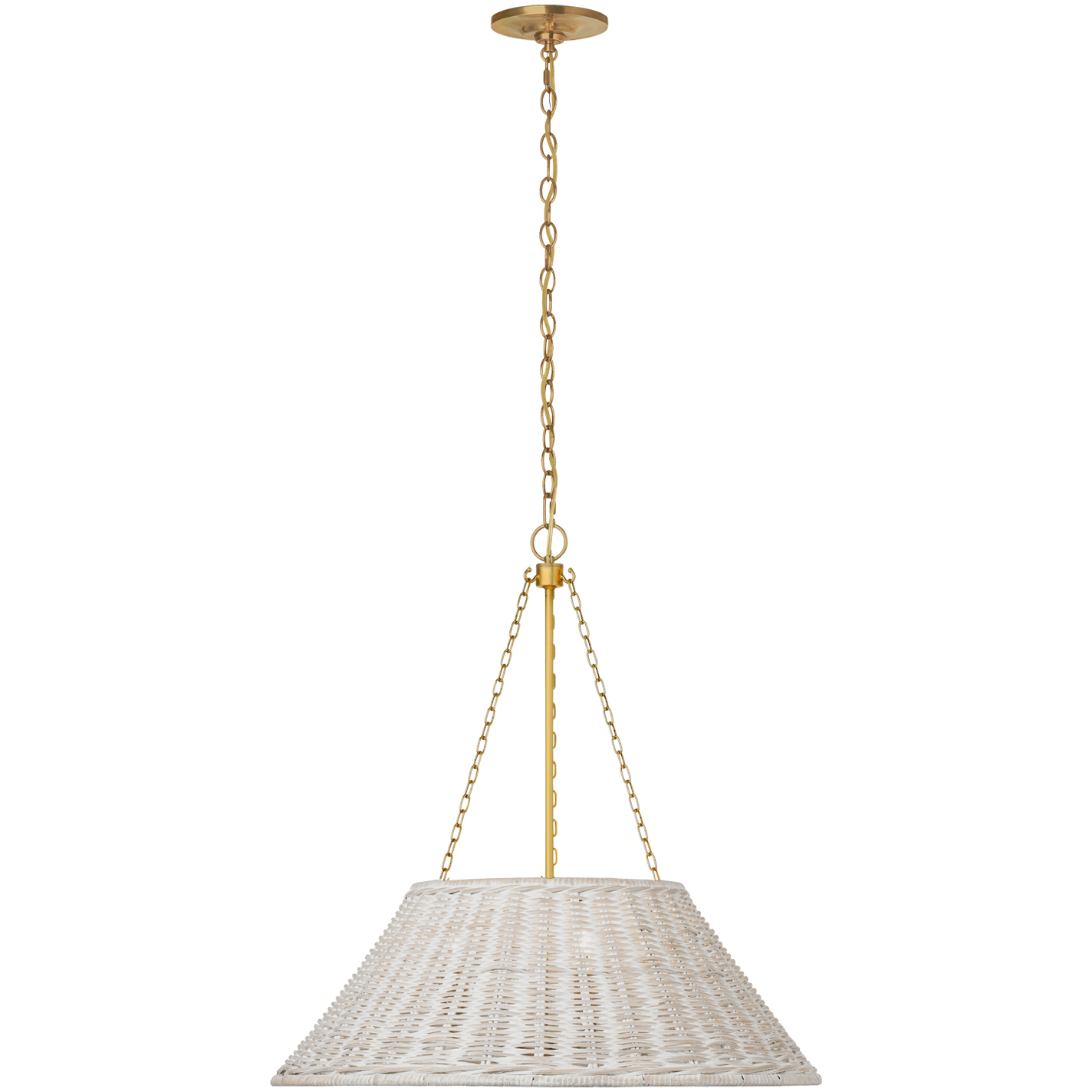 Marie Flanigan Corinne LED 24 inch Soft Brass Woven Hanging Shade Ceiling Light in White Wicker
