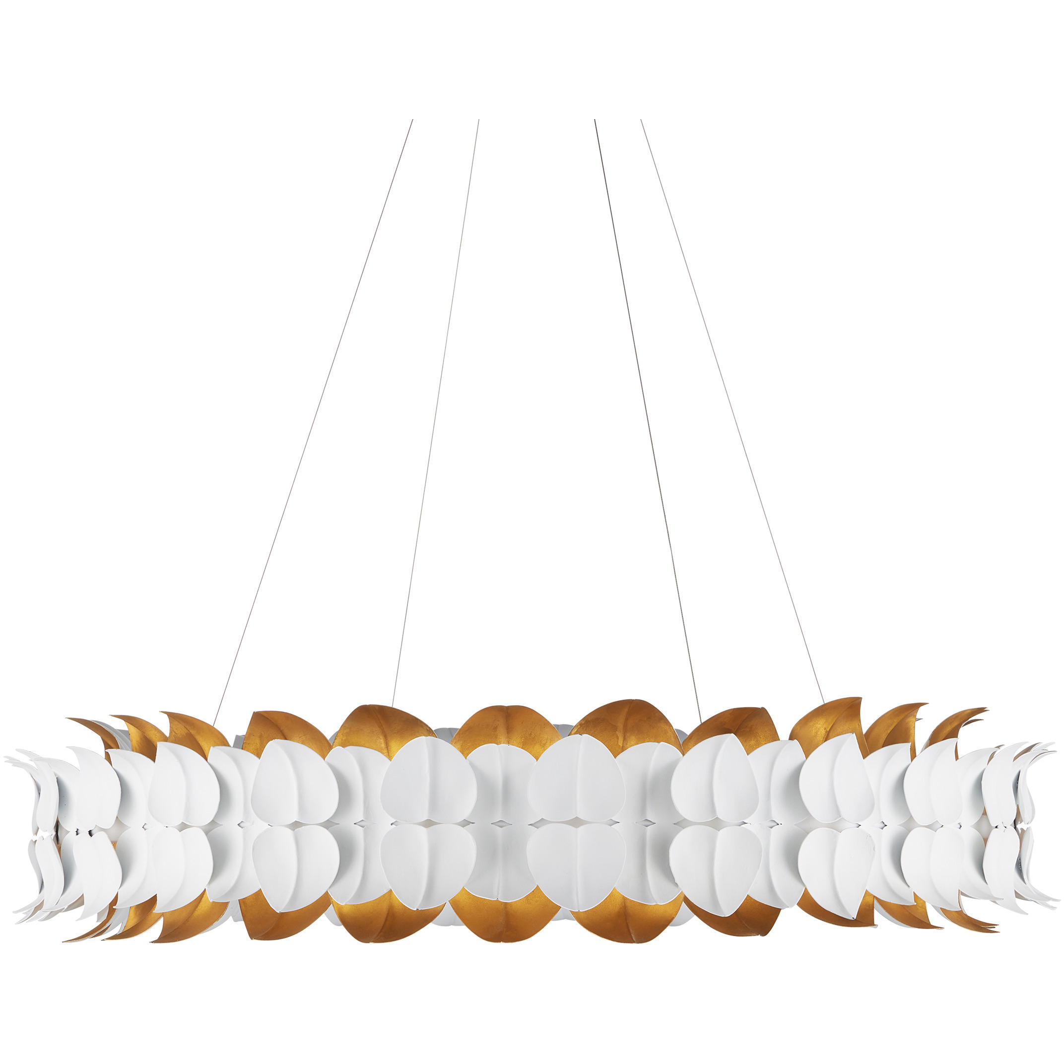 Aventine LED 39 inch Gesso White and Contemporary Gold Chandelier Ceiling Light