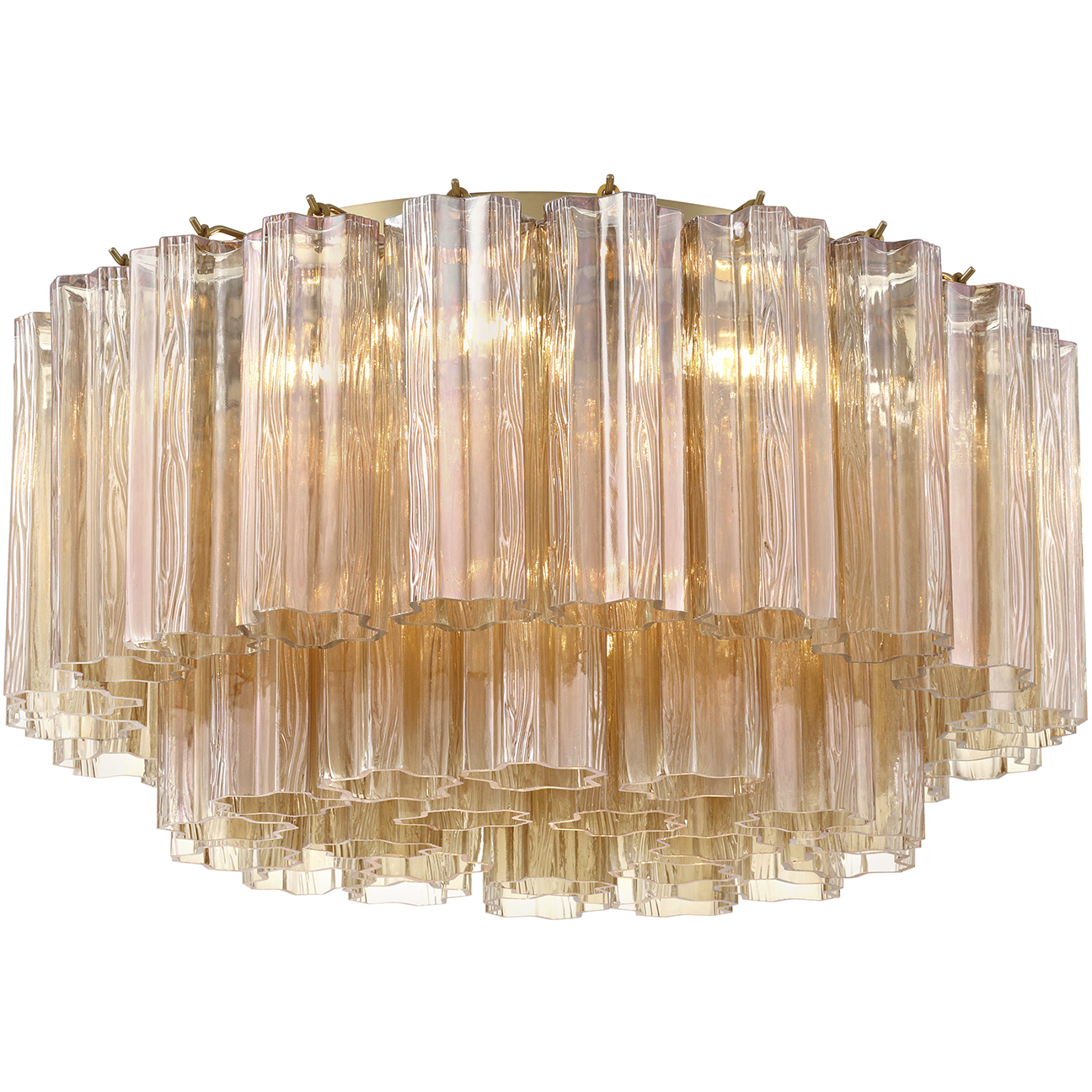 Addis 7 Light 22.25 inch Aged Brass Flush Ceiling Light in Tronchi Glass Amber