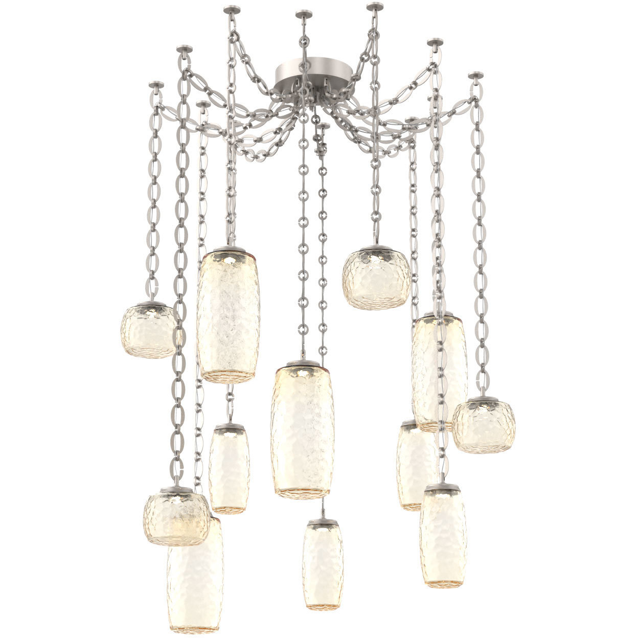 Vessel LED 15.2 inch Beige Silver Swag Multi-Pendant Ceiling Light in 3000K LED, Amber, Oval Chain