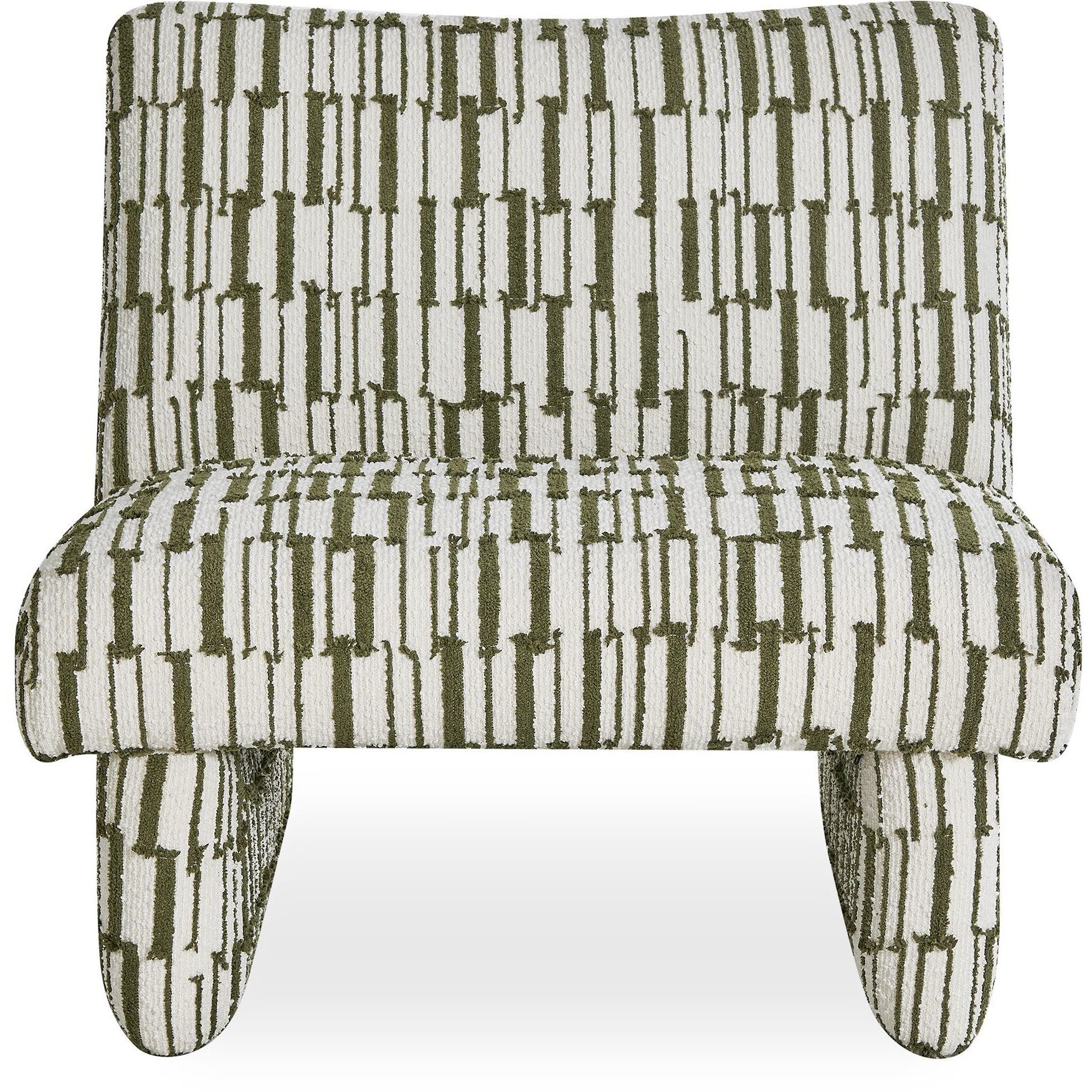 Willa Moss Green and Off-White Accent Chair