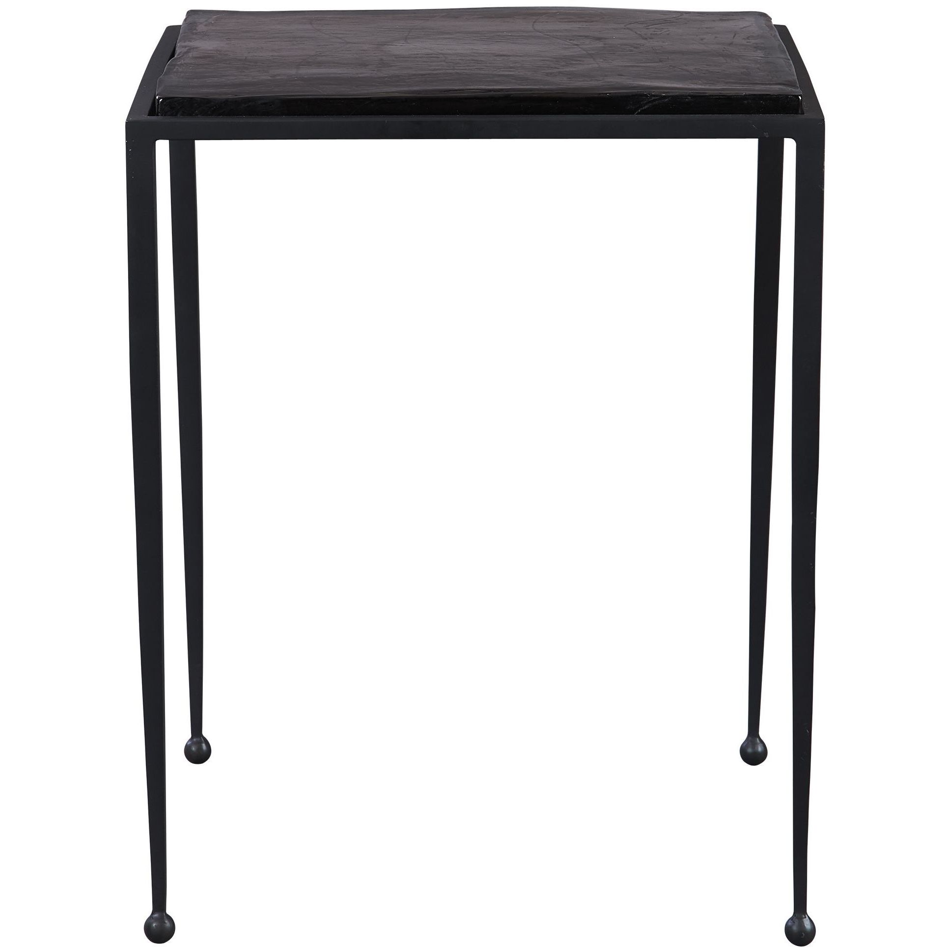 Wavelet 24 X 19.25 inch Textured Charcoal Glass and Matte Black Side Table